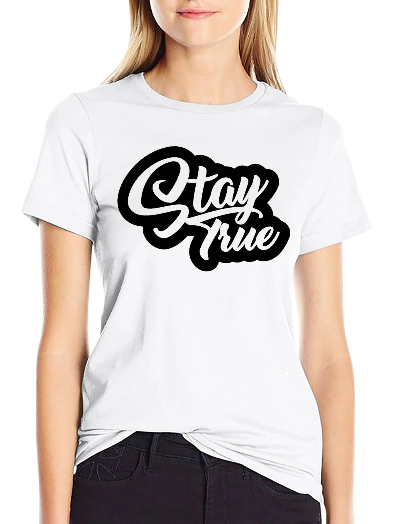 Stay True Black Graphic Tee - Stylish Casual Wear