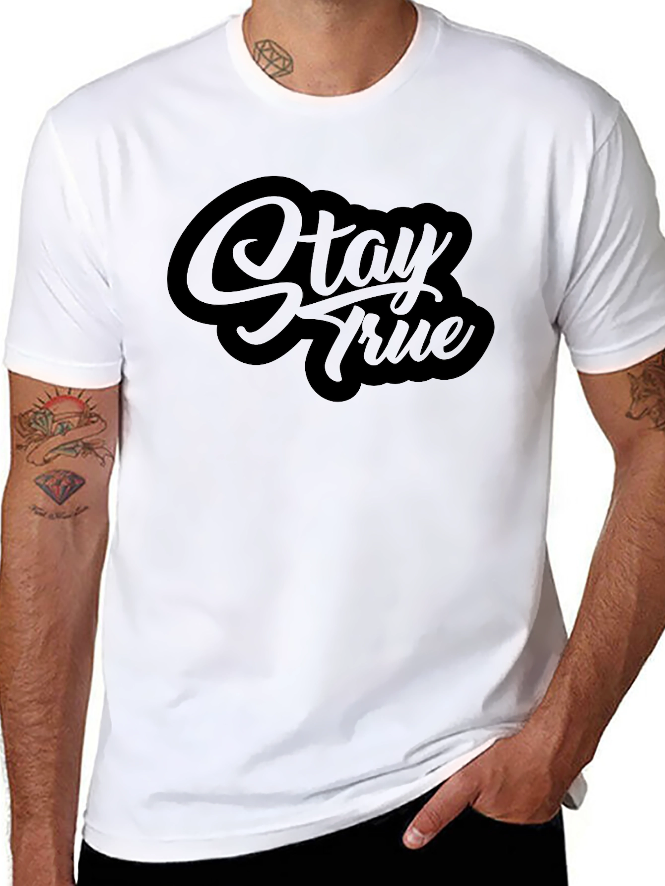 Stay True Black Graphic Tee - Stylish Casual Wear