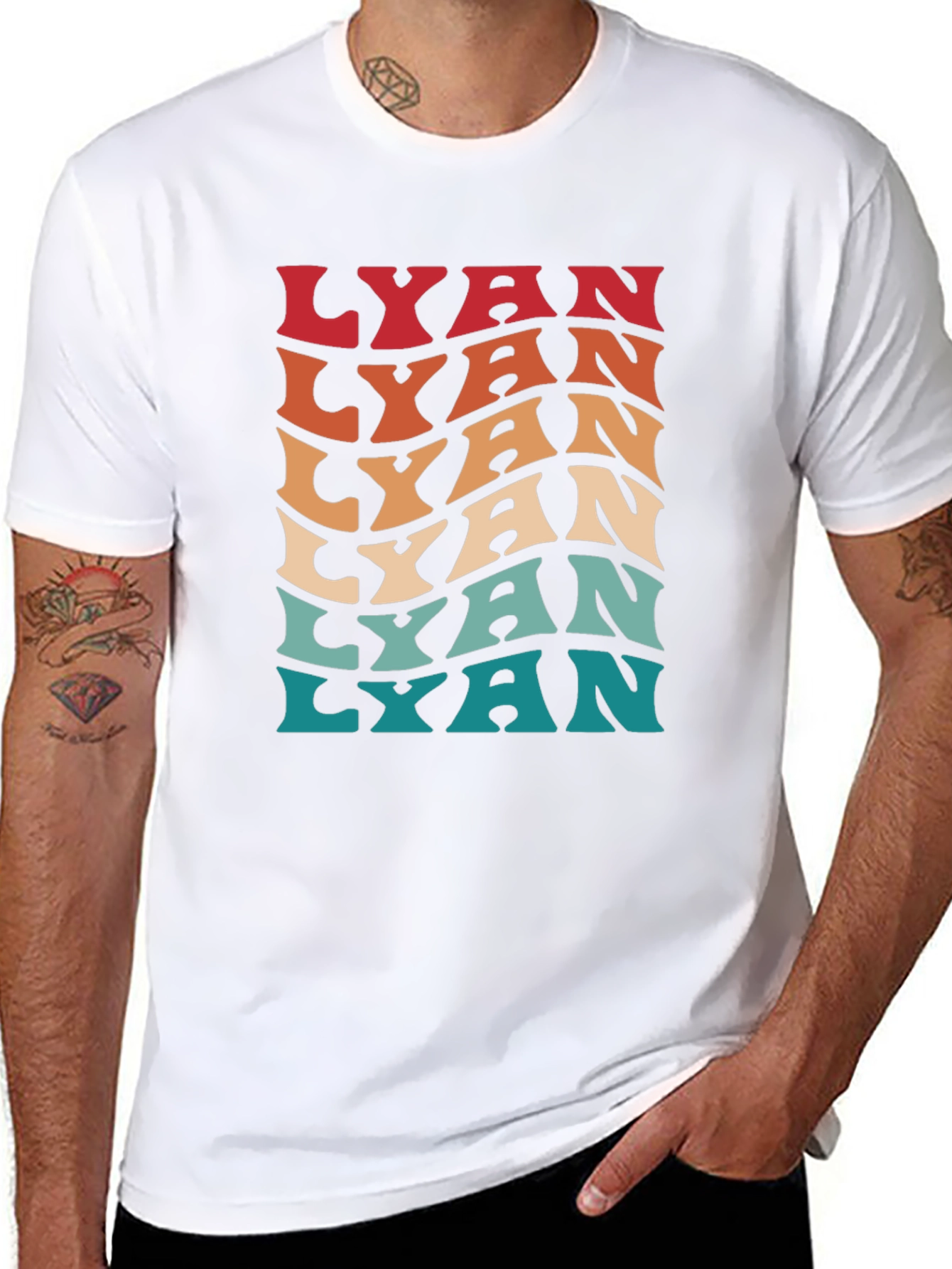Retro Lyan Graphic Tee - Cool Wavy Text Design