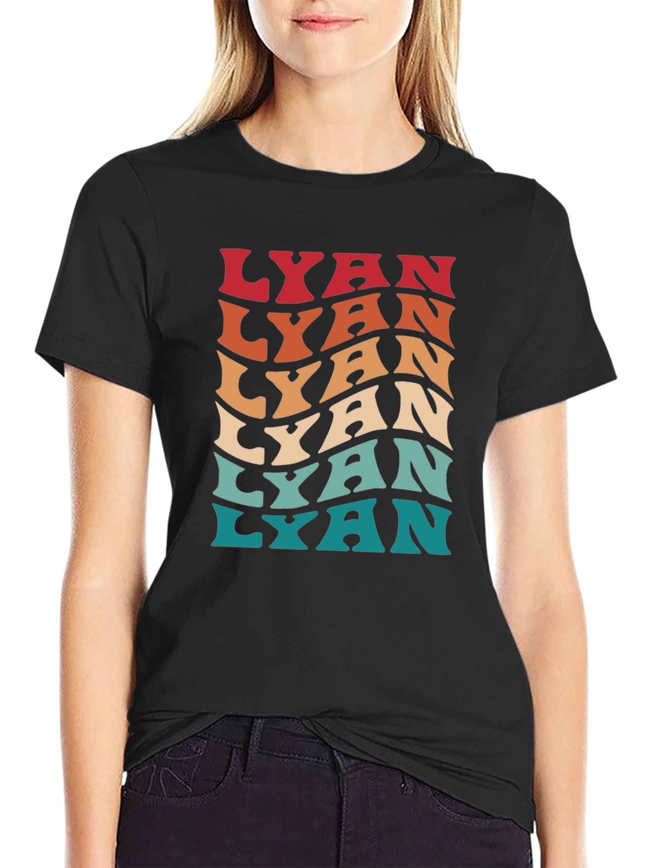 Retro Lyan Graphic Tee - Cool Wavy Text Design