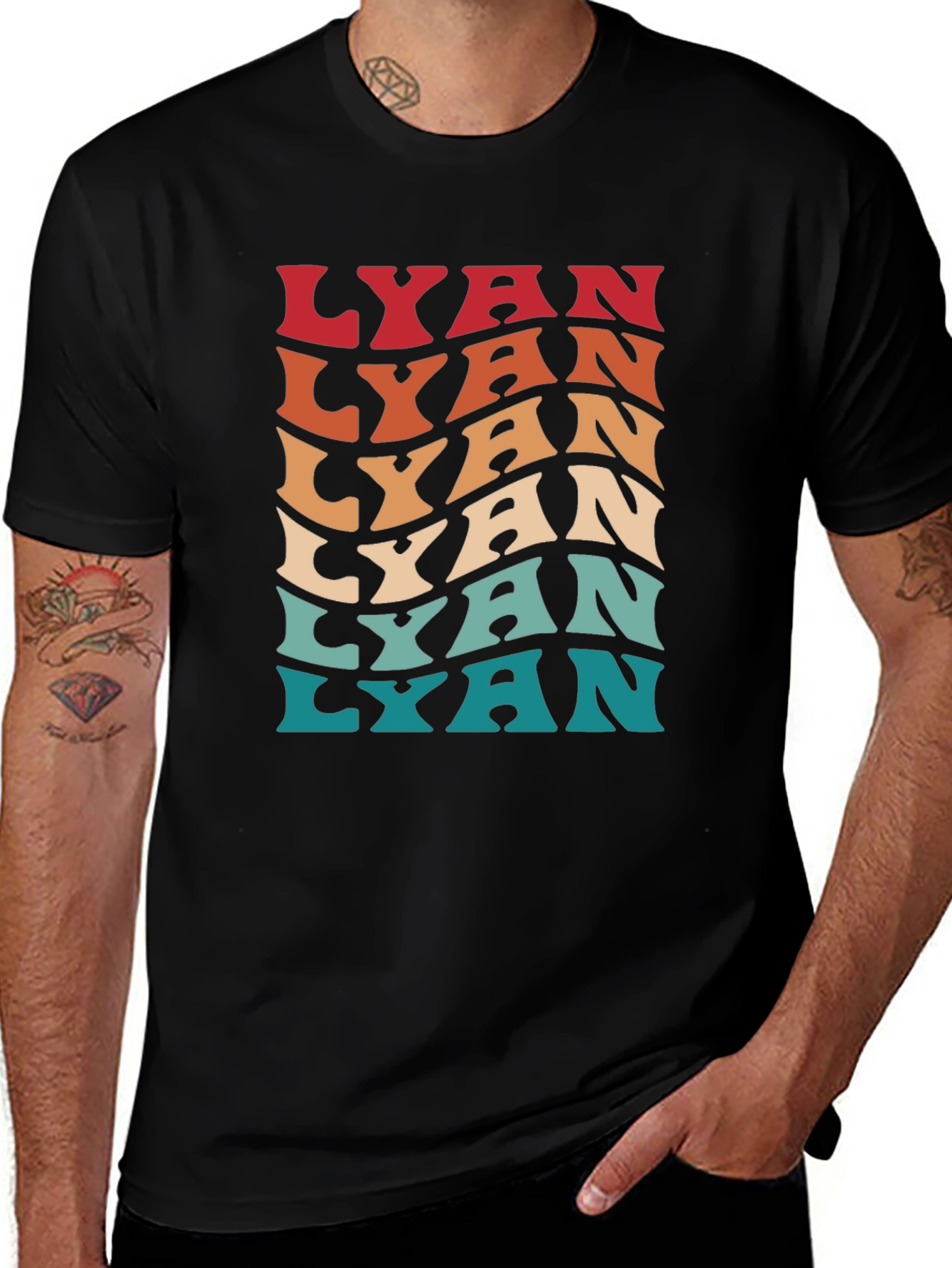Retro Lyan Graphic Tee - Cool Wavy Text Design