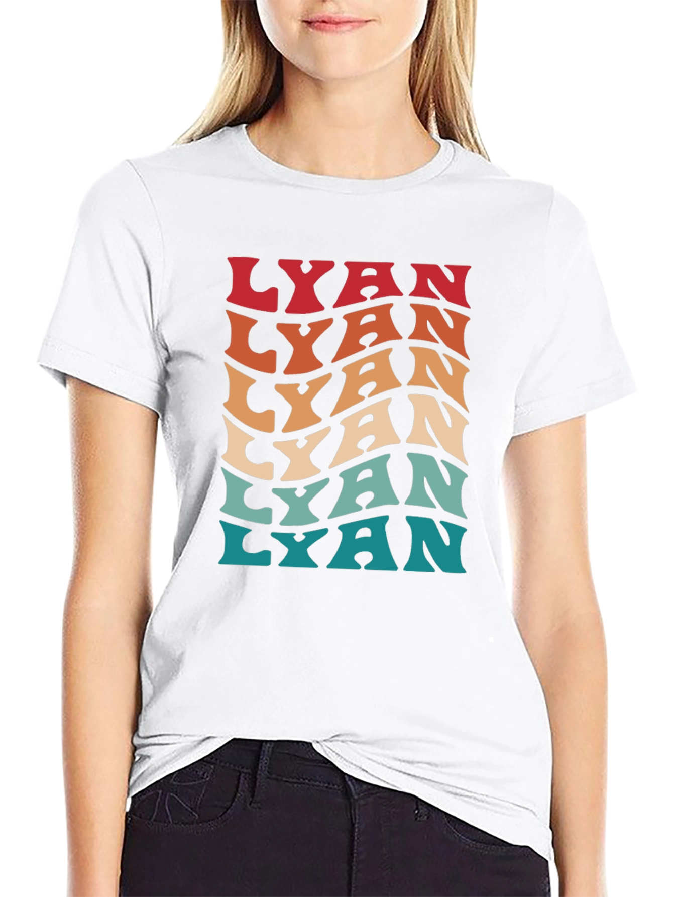 Retro Lyan Graphic Tee - Cool Wavy Text Design