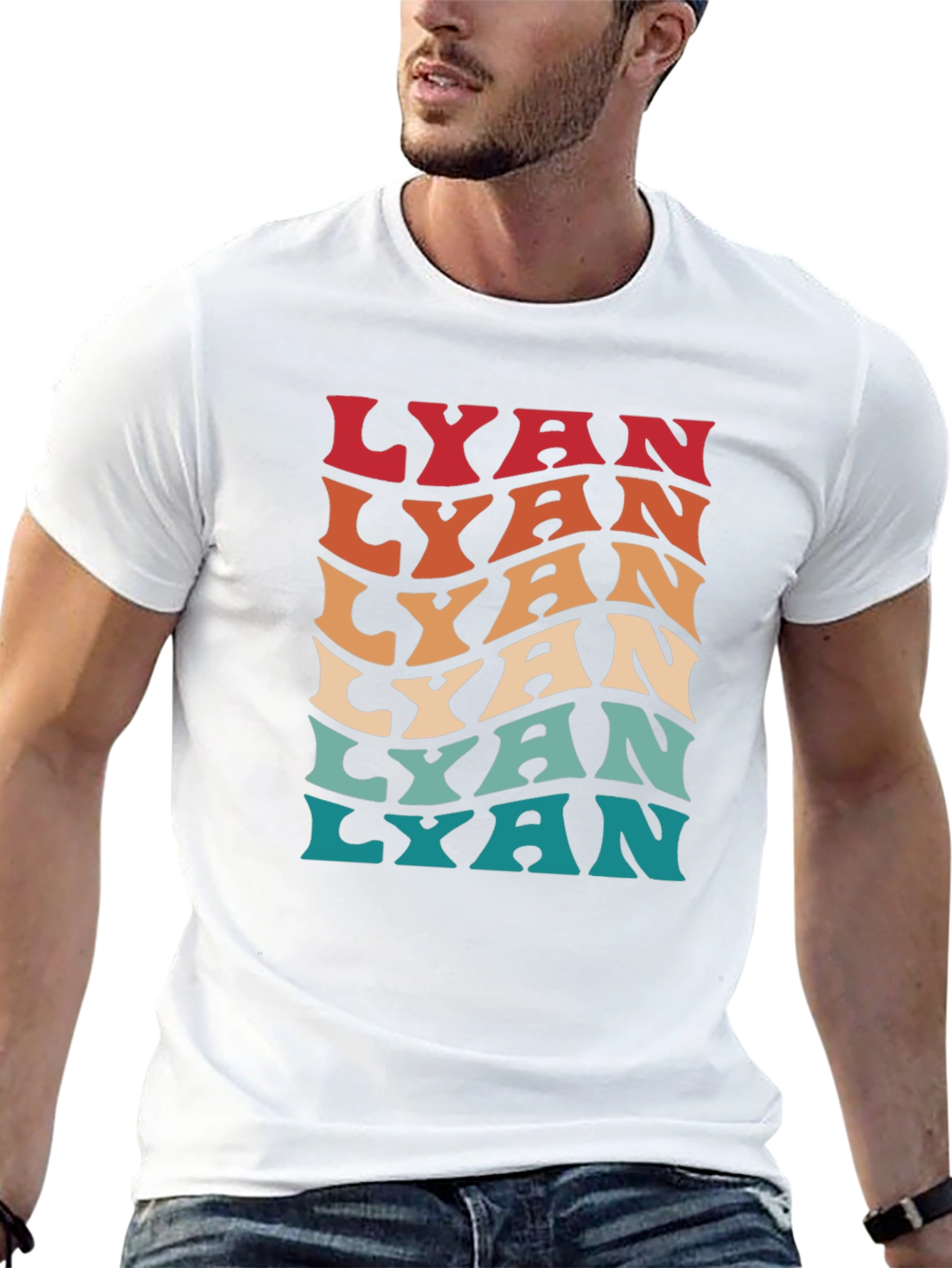Retro Lyan Graphic Tee - Cool Wavy Text Design