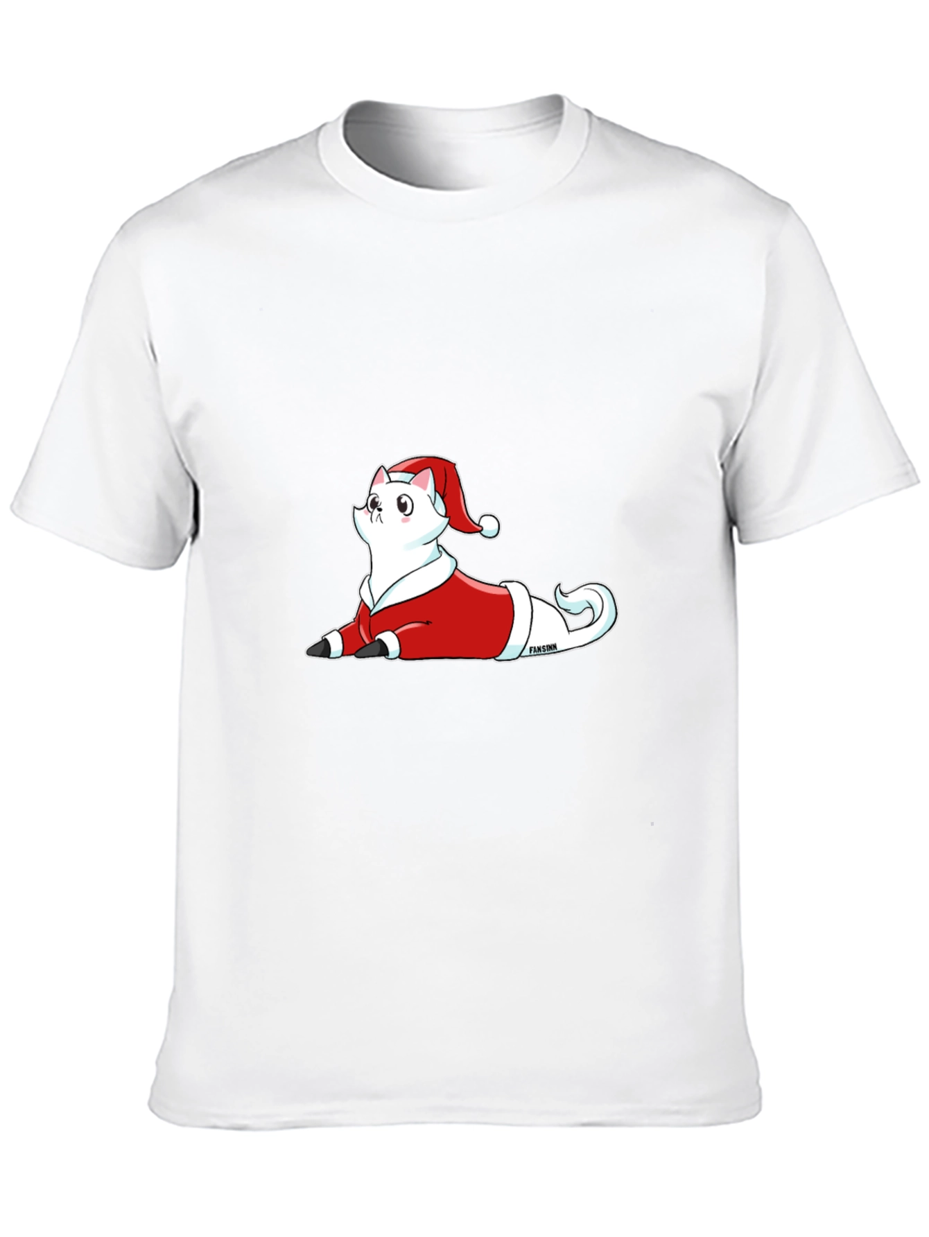 Festive Cat Santa T-Shirt - Black Cotton Tee