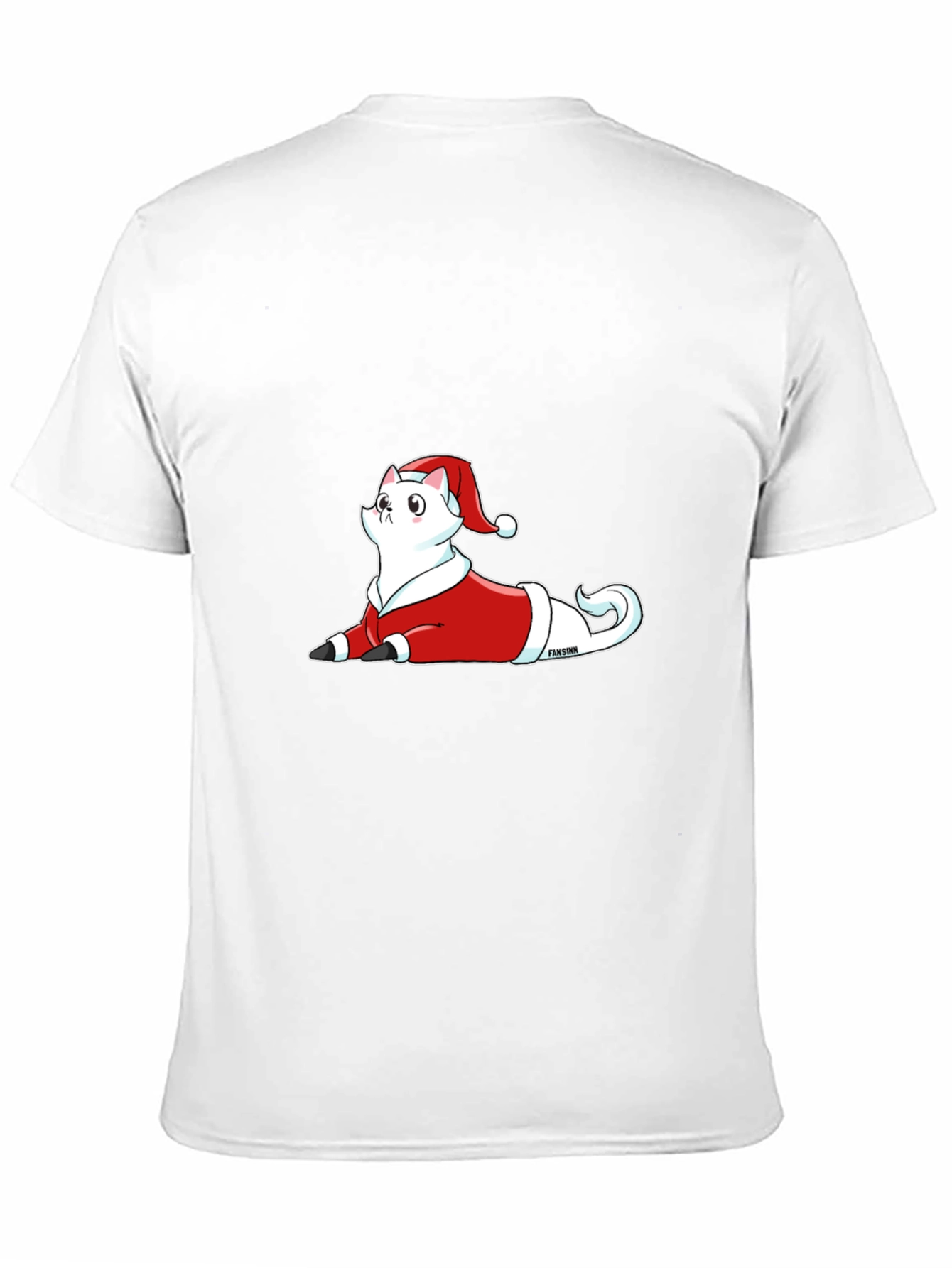 Festive Cat Santa T-Shirt - Black Cotton Tee