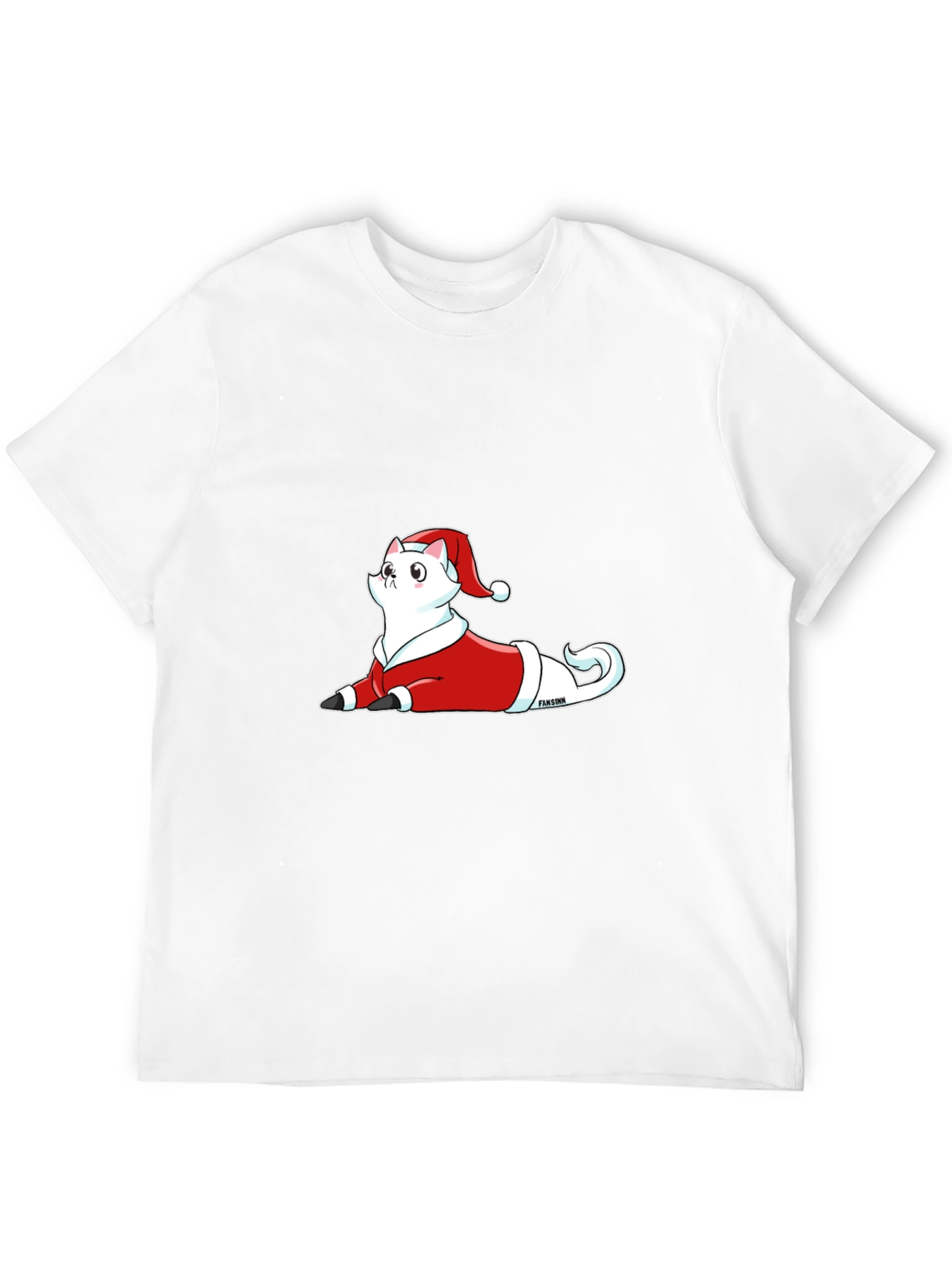 Festive Cat Santa T-Shirt - Black Cotton Tee
