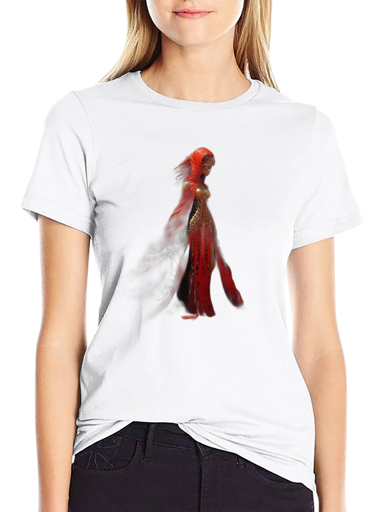 Mans Black T-Shirt - Red Goddess Graphic