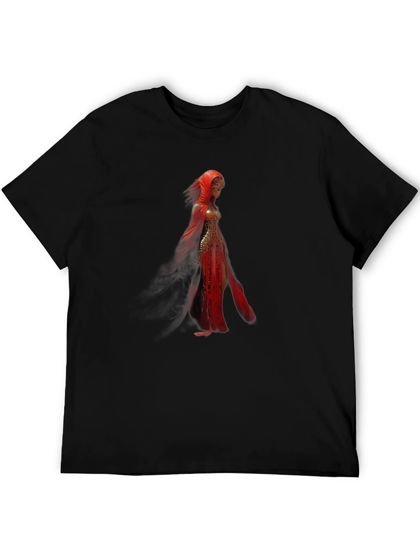 Mans Black T-Shirt - Red Goddess Graphic