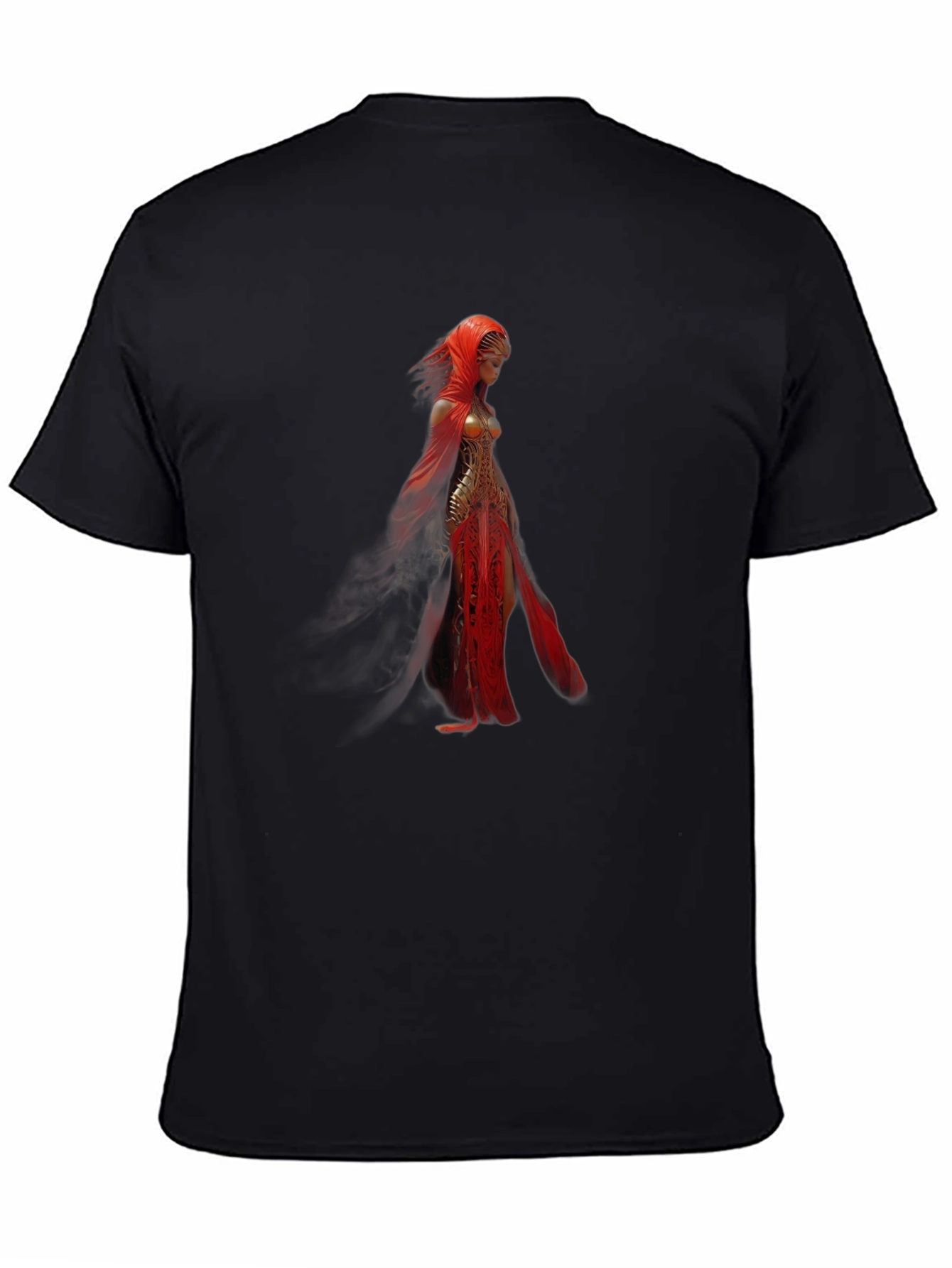 Mans Black T-Shirt - Red Goddess Graphic