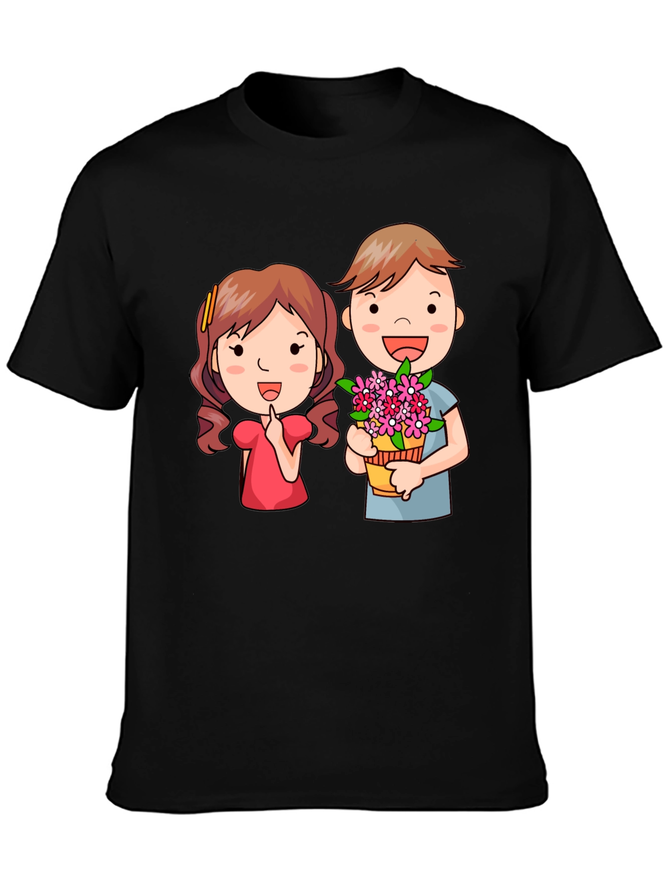 Cute Cartoon Couple Graphic T-Shirt