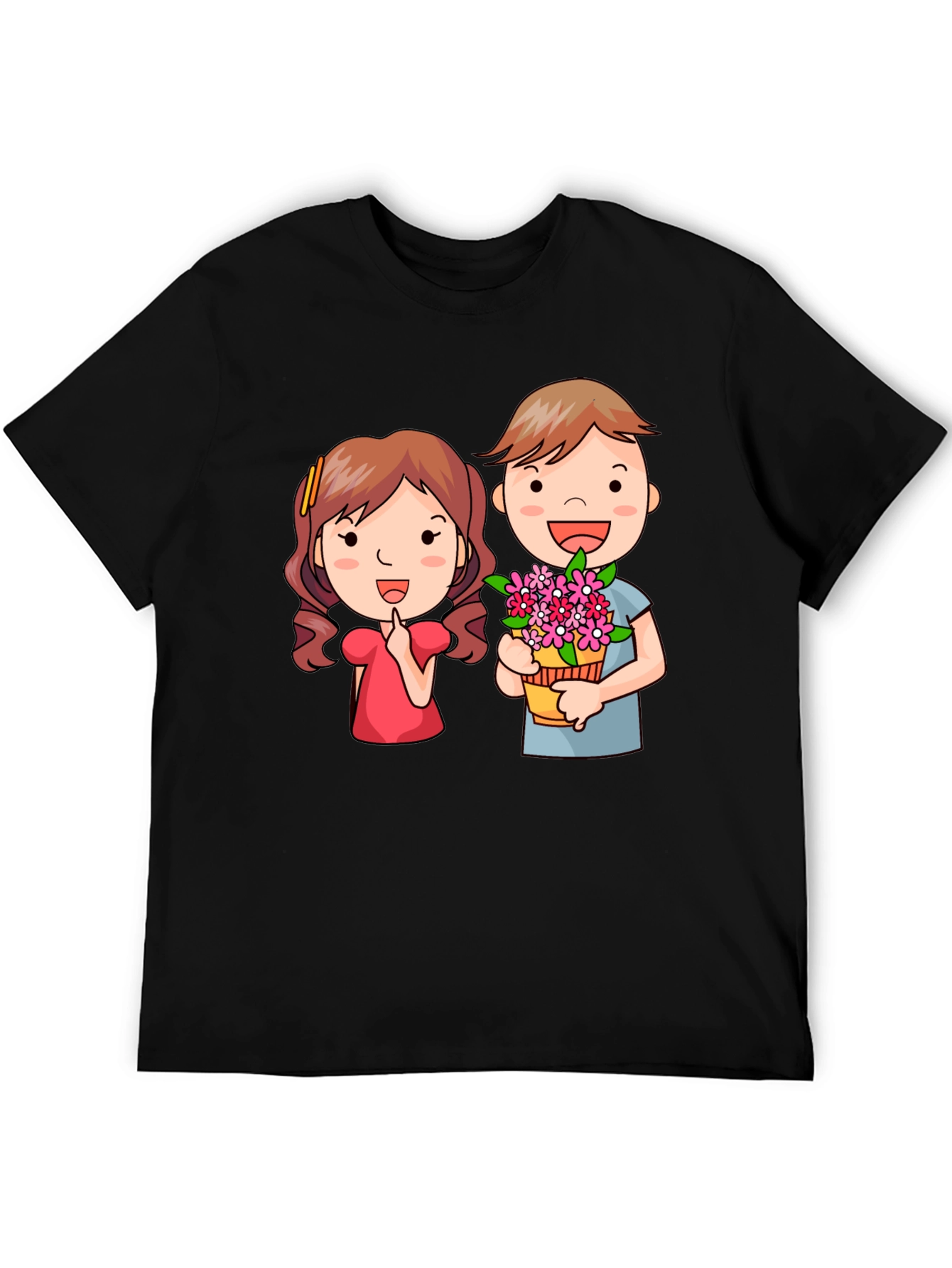 Cute Cartoon Couple Graphic T-Shirt