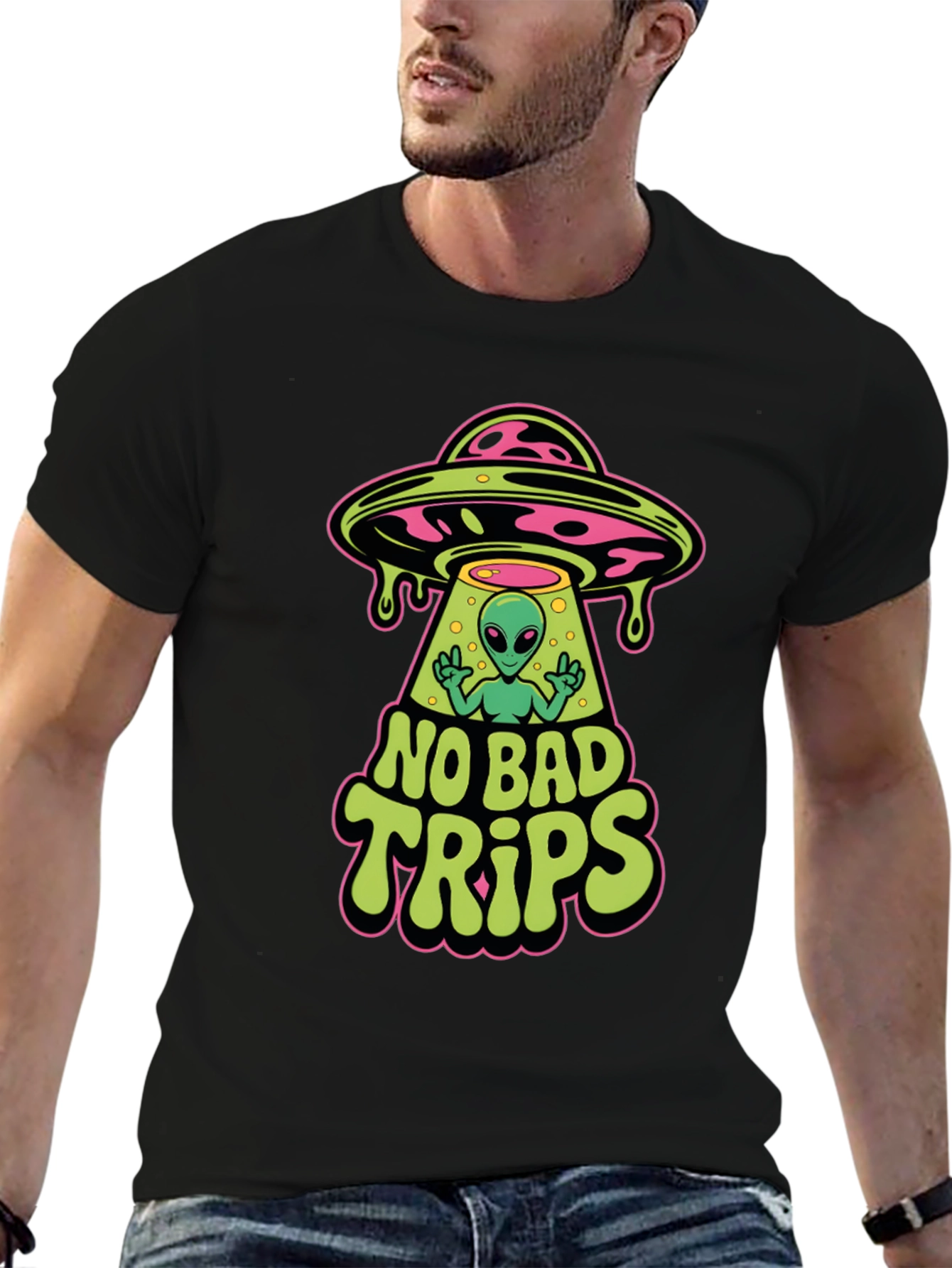 No Bad Trips Alien Graphic T-Shirt