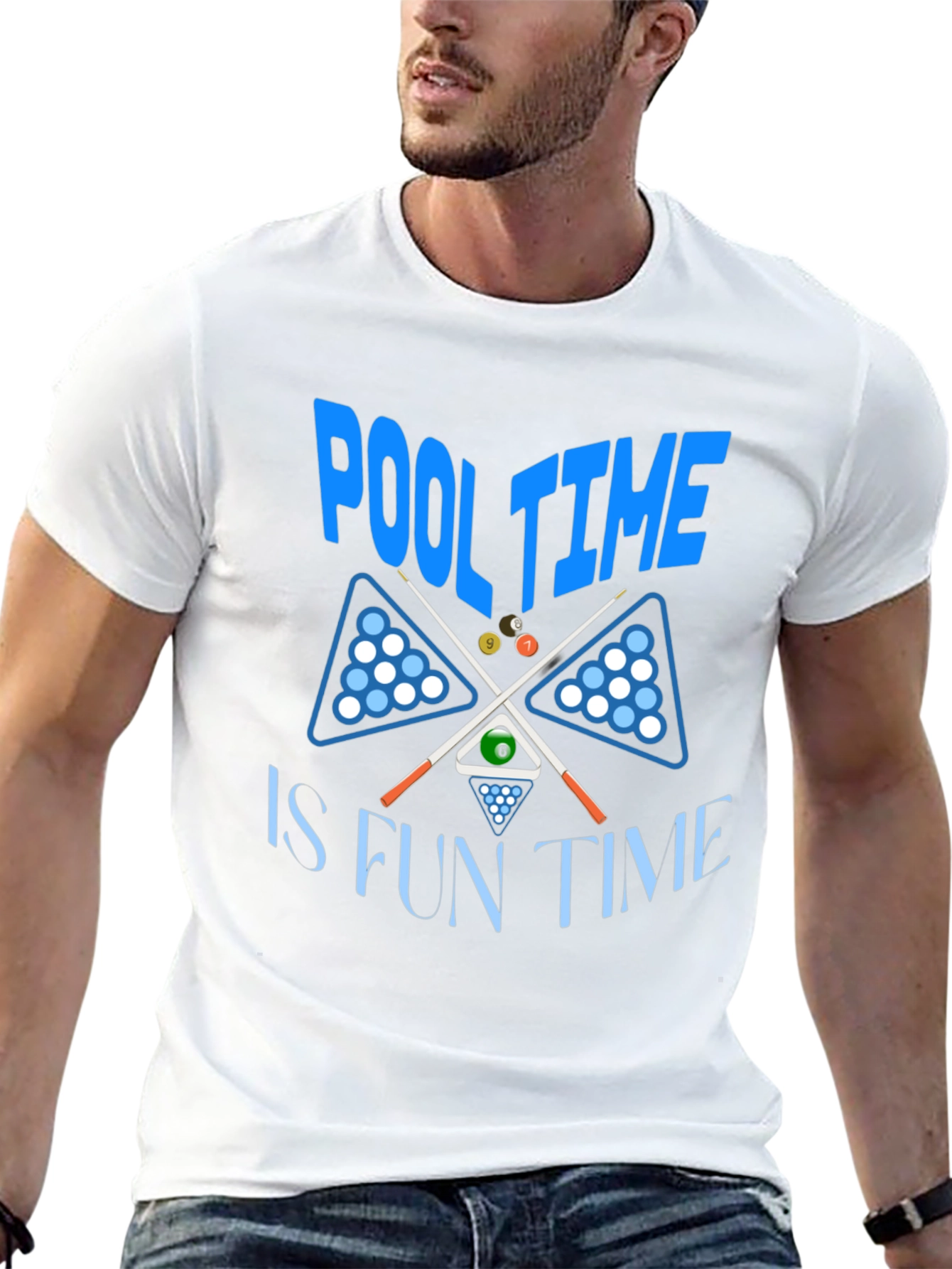 Pool Time Fun Time Black Graphic T-Shirt