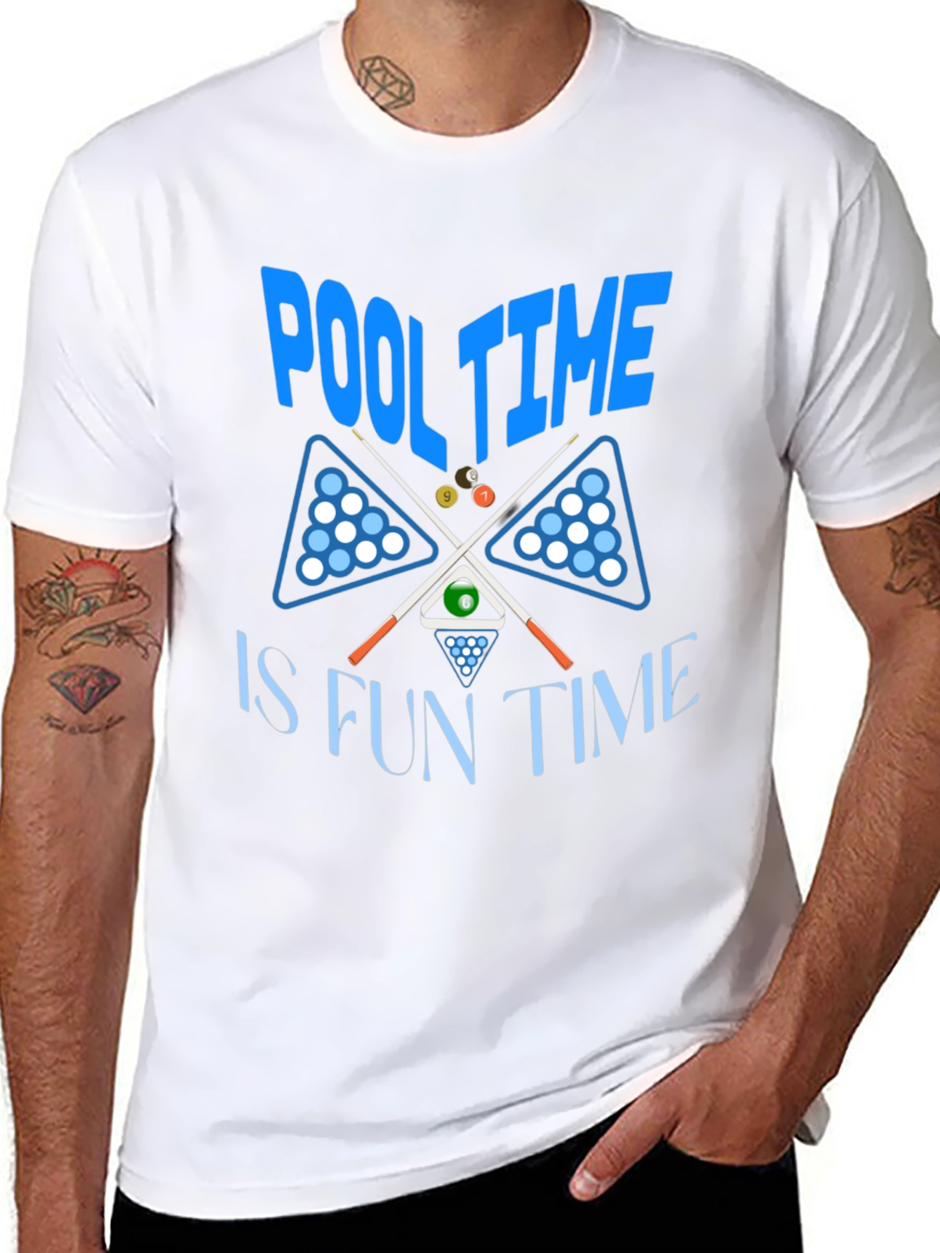 Pool Time Fun Time Black Graphic T-Shirt