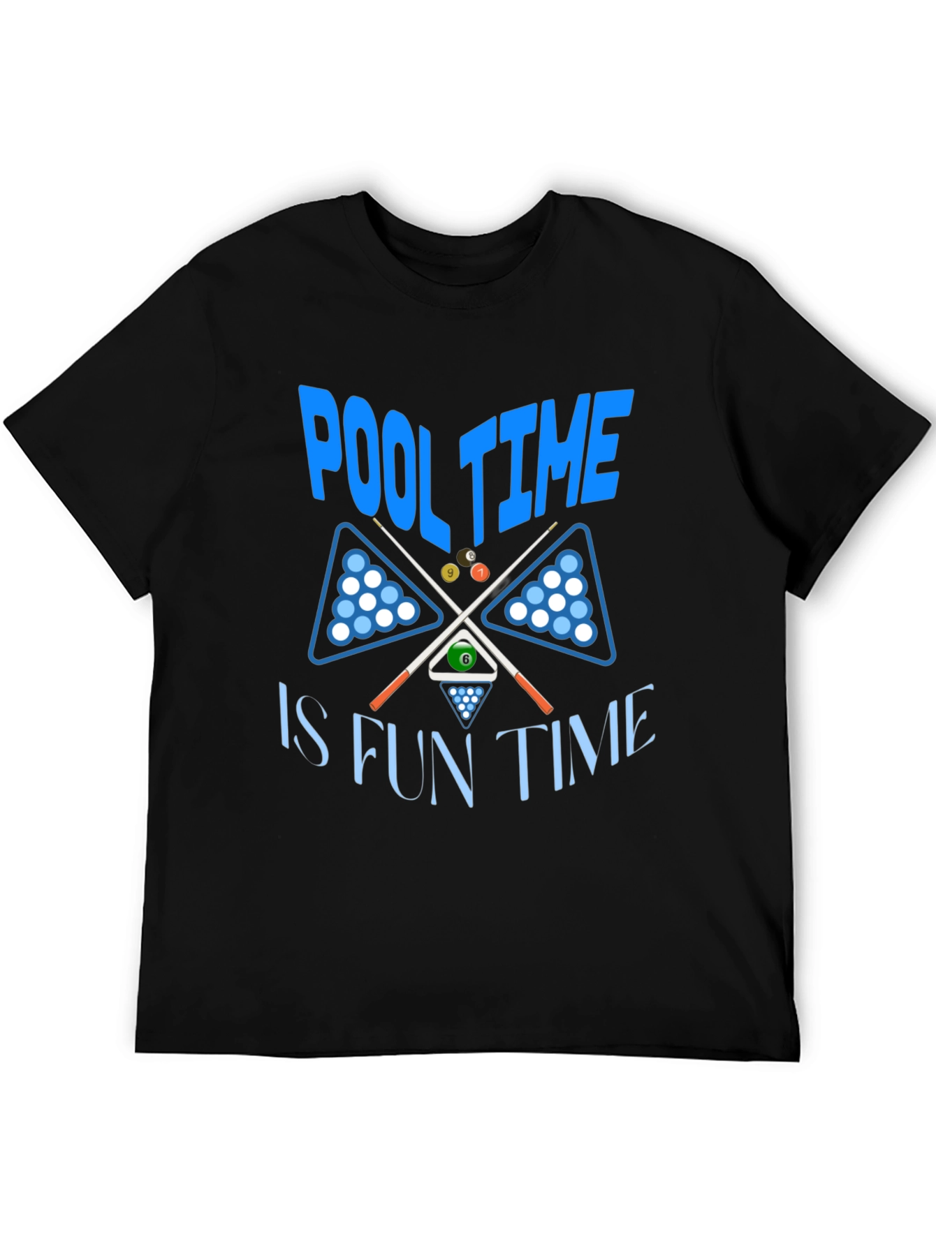 Pool Time Fun Time Black Graphic T-Shirt