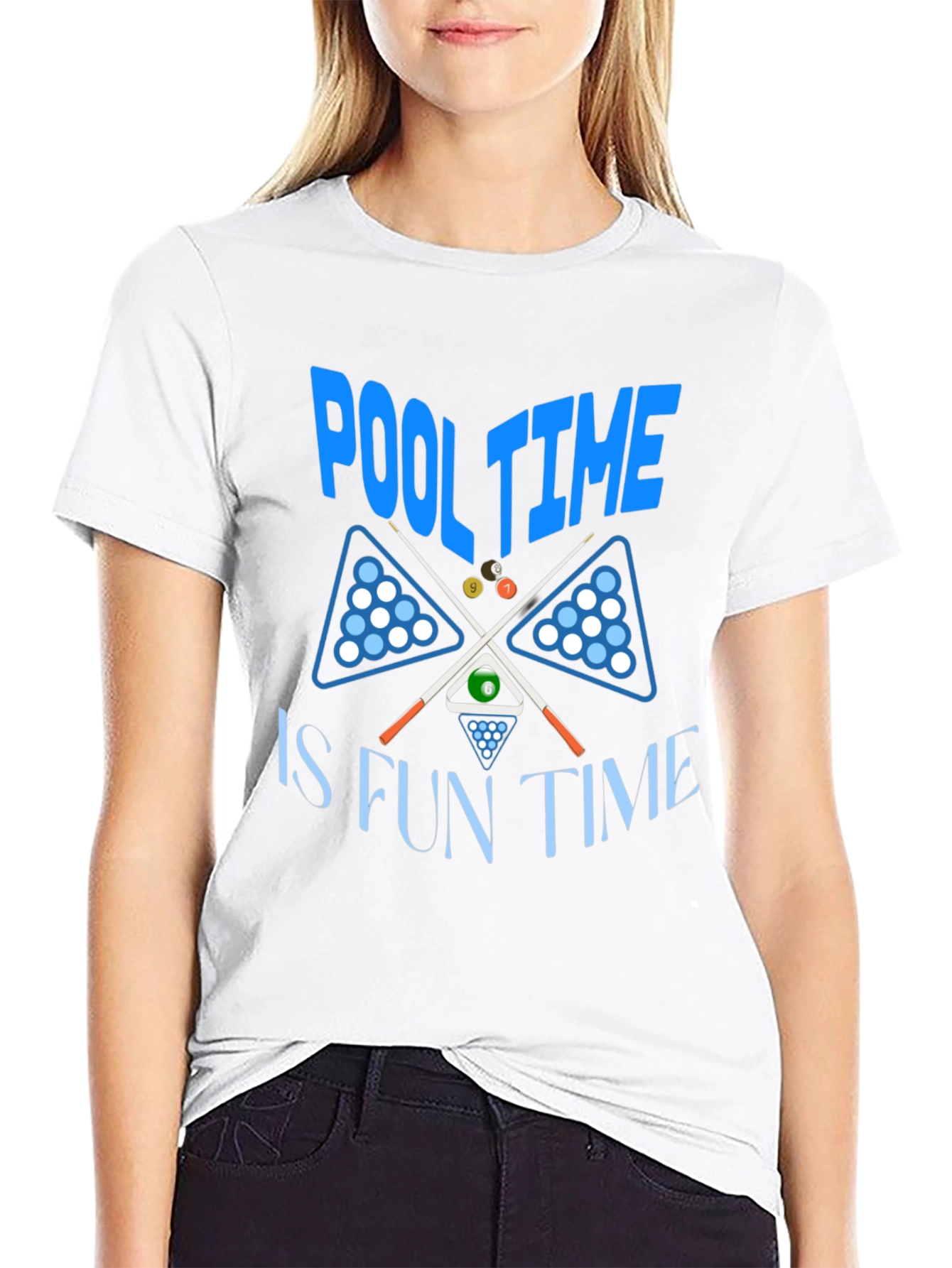 Pool Time Fun Time Black Graphic T-Shirt