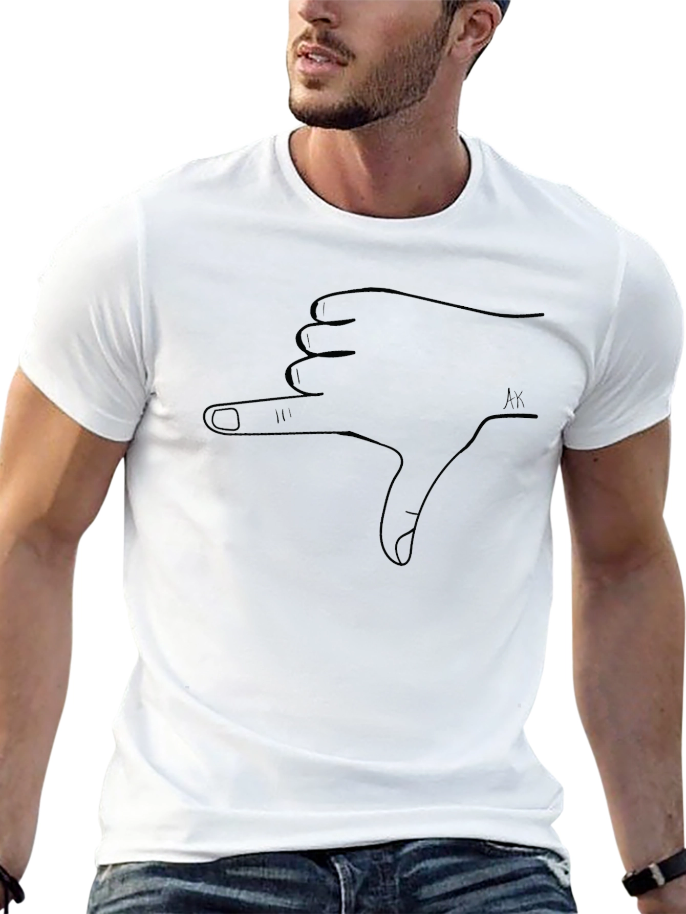 Thumbs Down Hand Gesture Graphic Tee - Black