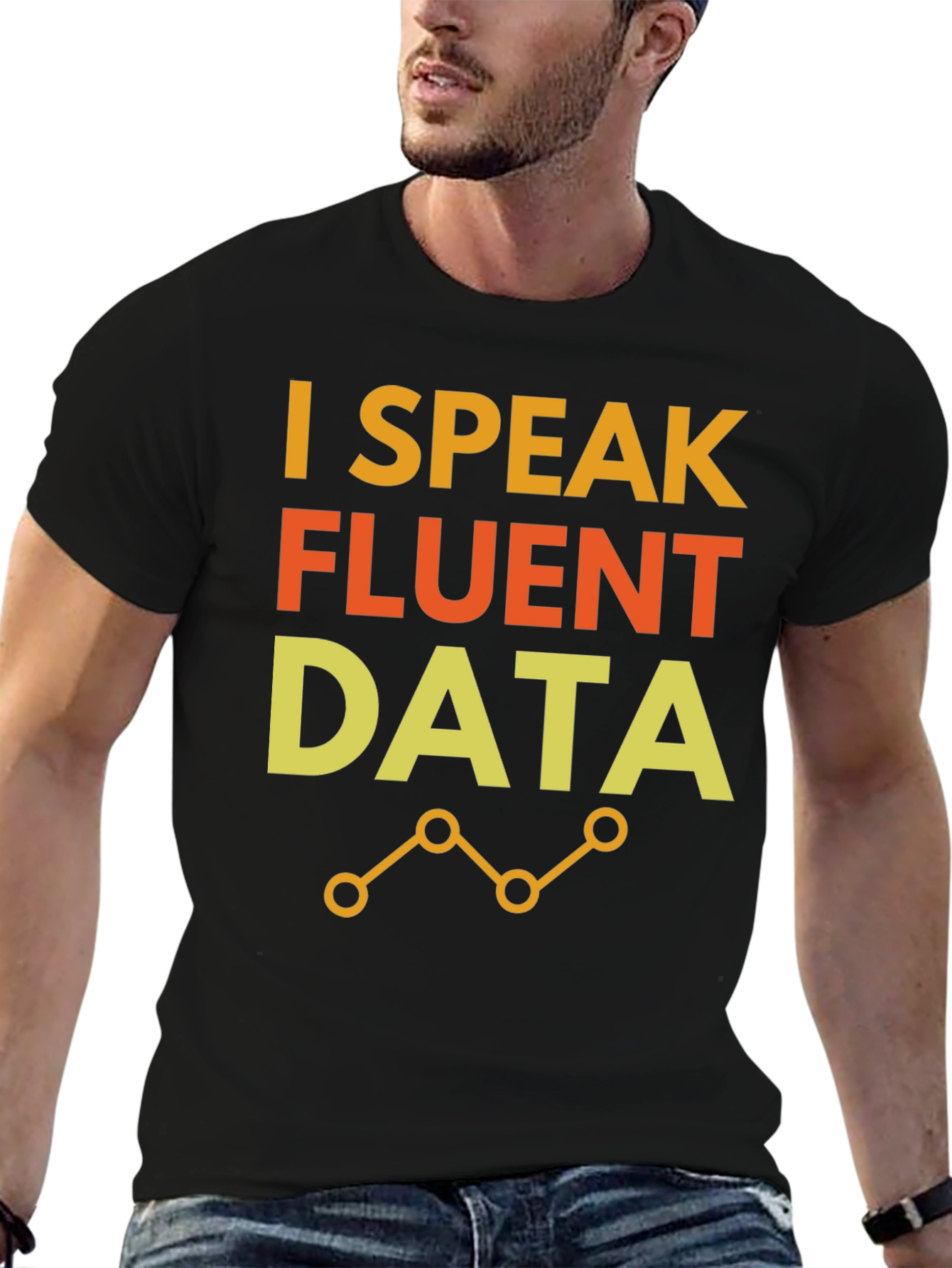 I Speak Fluent Data Black Graphic Tee
