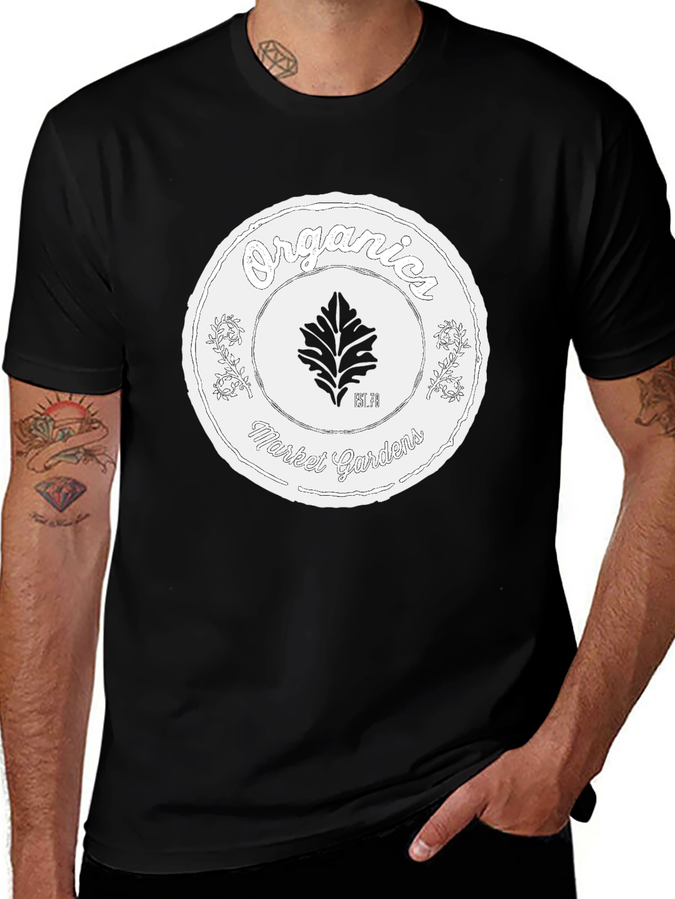 Organic Market Gardens Black Graphic T-Shirt