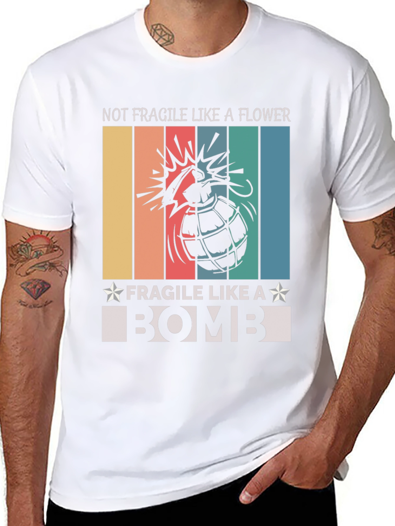 Not Fragile Like A Flower T-Shirt Bomb Design