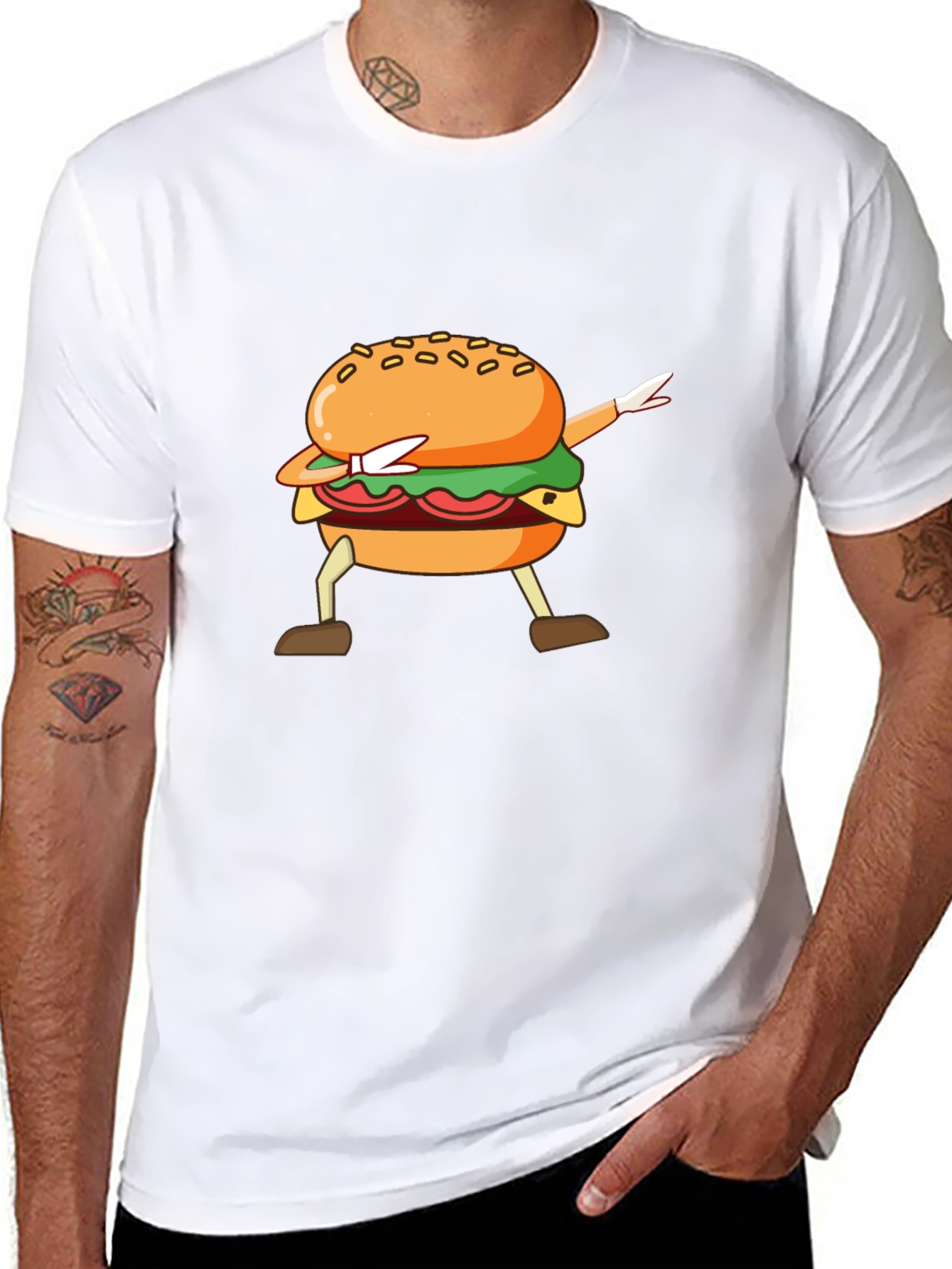 Dabbing Burger Black T-Shirt - Unique Design