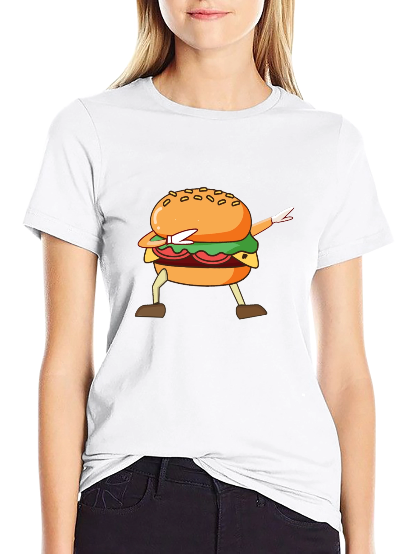 Dabbing Burger Black T-Shirt - Unique Design