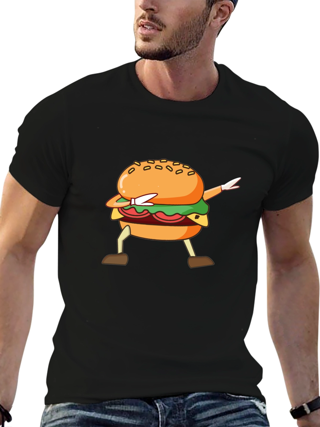 Dabbing Burger Black T-Shirt - Unique Design