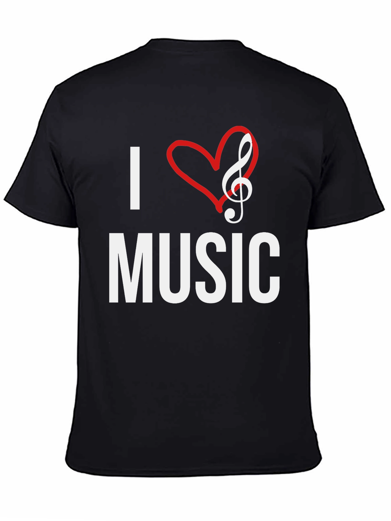 I Love Music Graphic Tee - Black Cotton T-Shirt