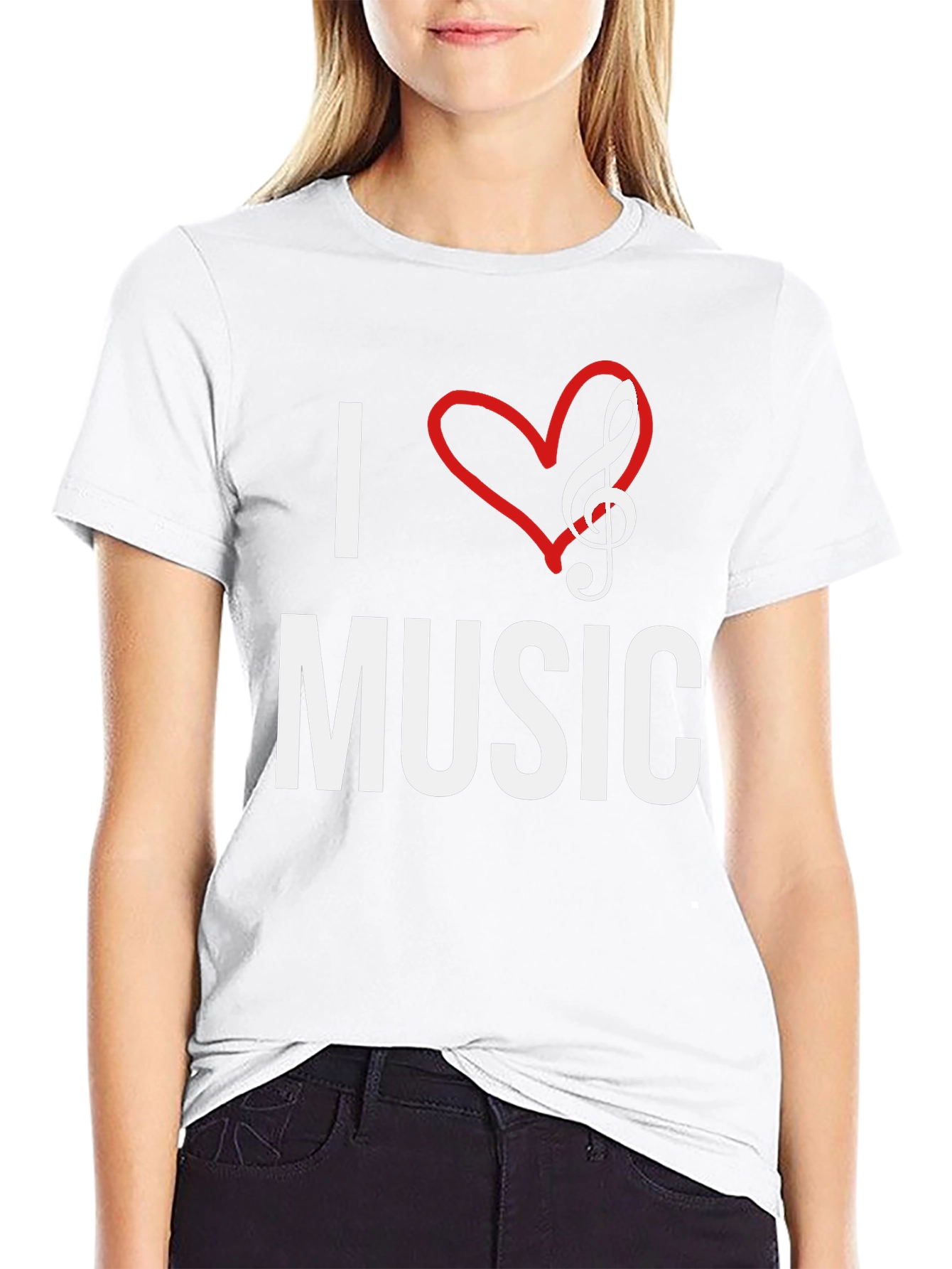 I Love Music Graphic Tee - Black Cotton T-Shirt