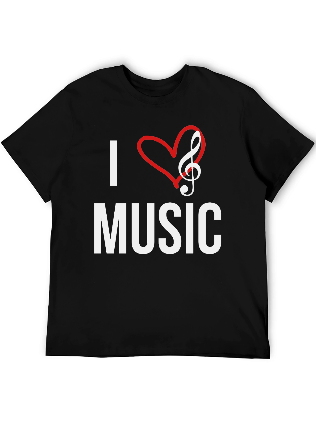 I Love Music Graphic Tee - Black Cotton T-Shirt