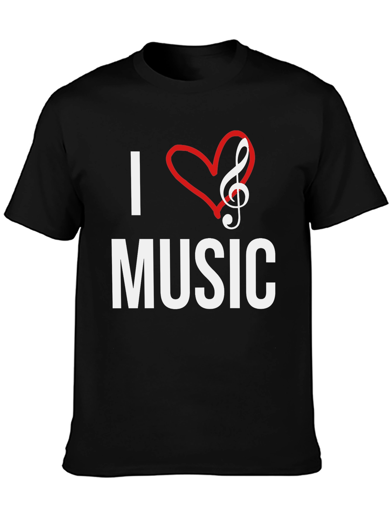 I Love Music Graphic Tee - Black Cotton T-Shirt