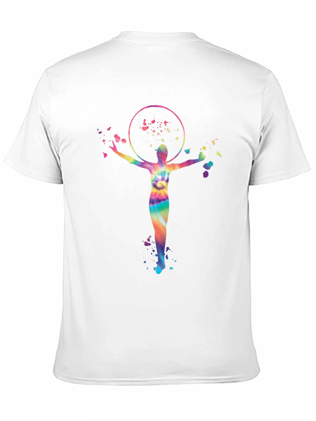 Vibrant Tie-Dye Hula Hoop Design Black T-Shirt