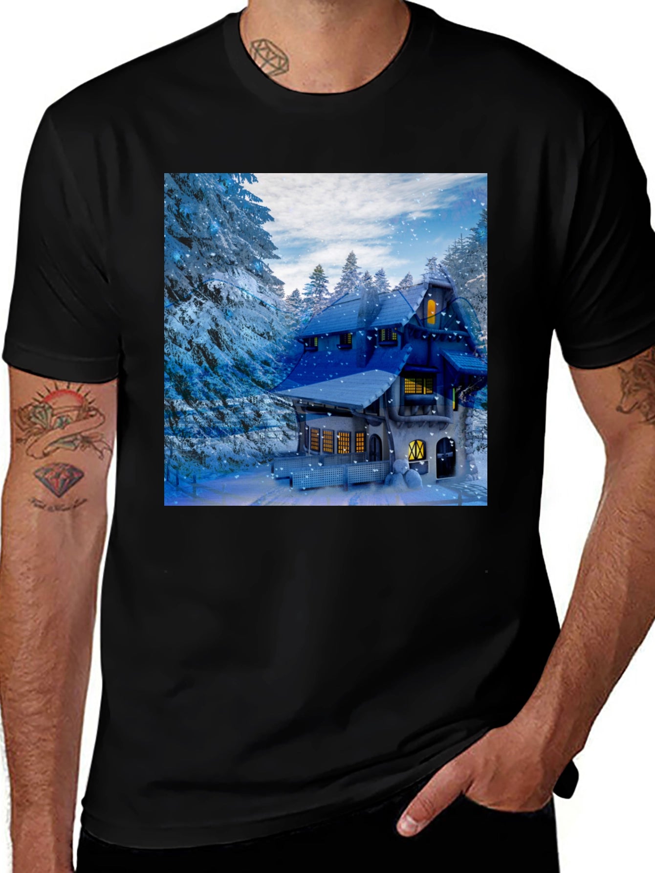 Winter Cabin Graphic T-Shirt