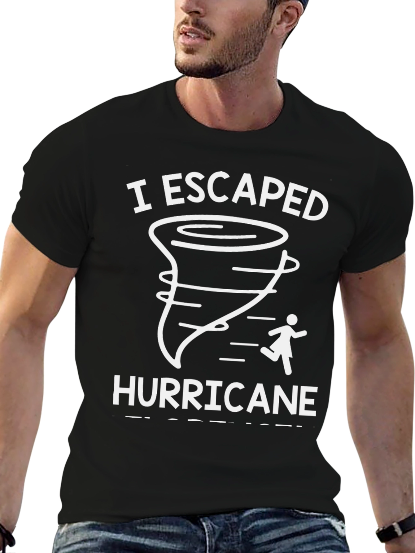 I Escaped Hurricane Tee - Black Cotton Graphic T-Shirt