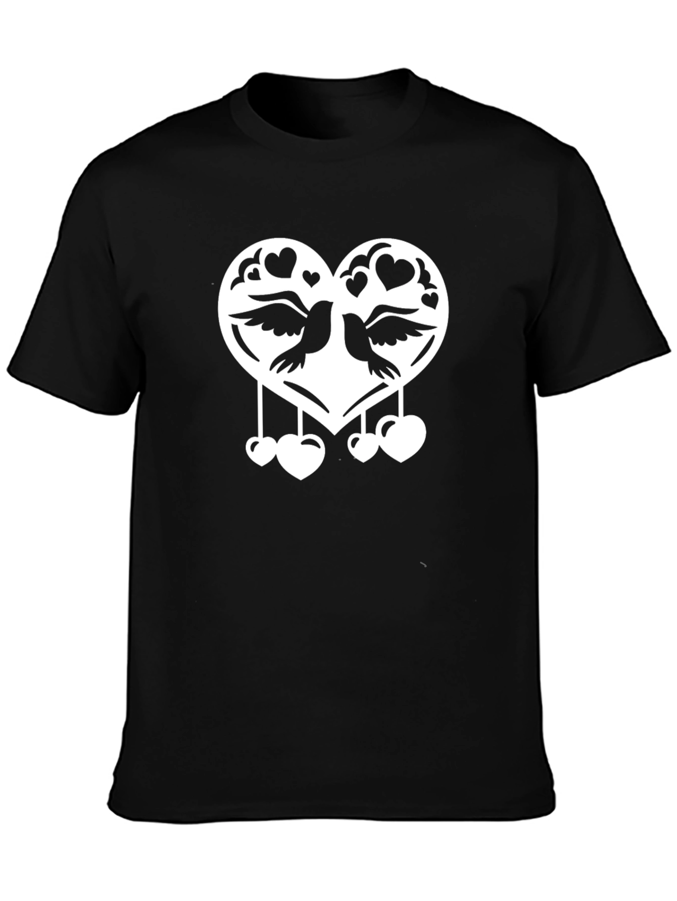 Love Birds Graphic Tee - Black Cotton T-Shirt