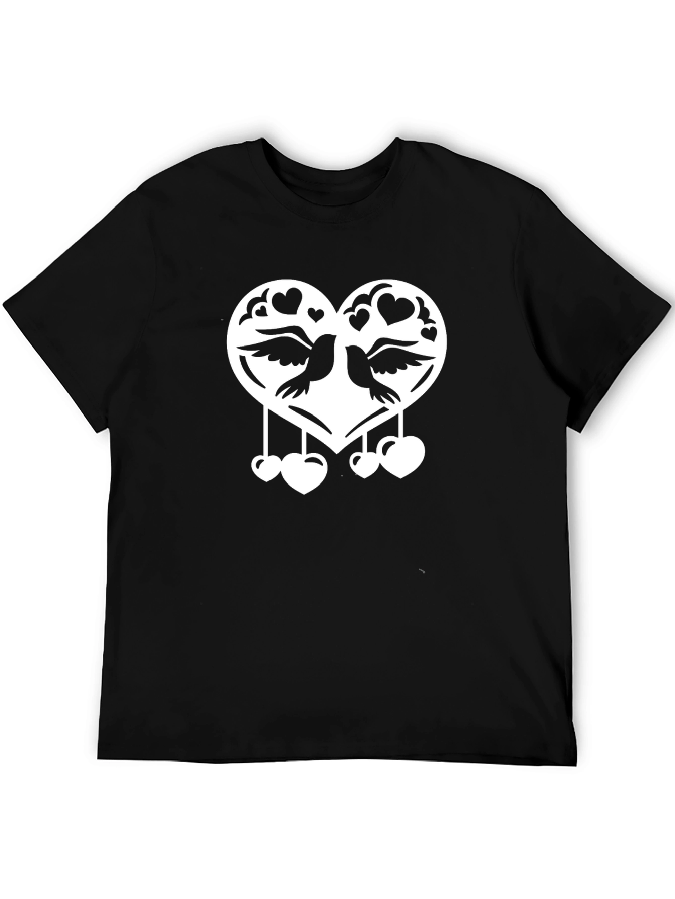 Love Birds Graphic Tee - Black Cotton T-Shirt