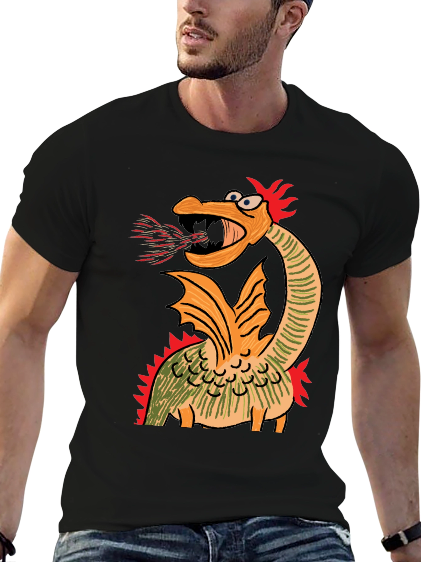Cartoon Dragon Graphic Tee - Quirky Design
