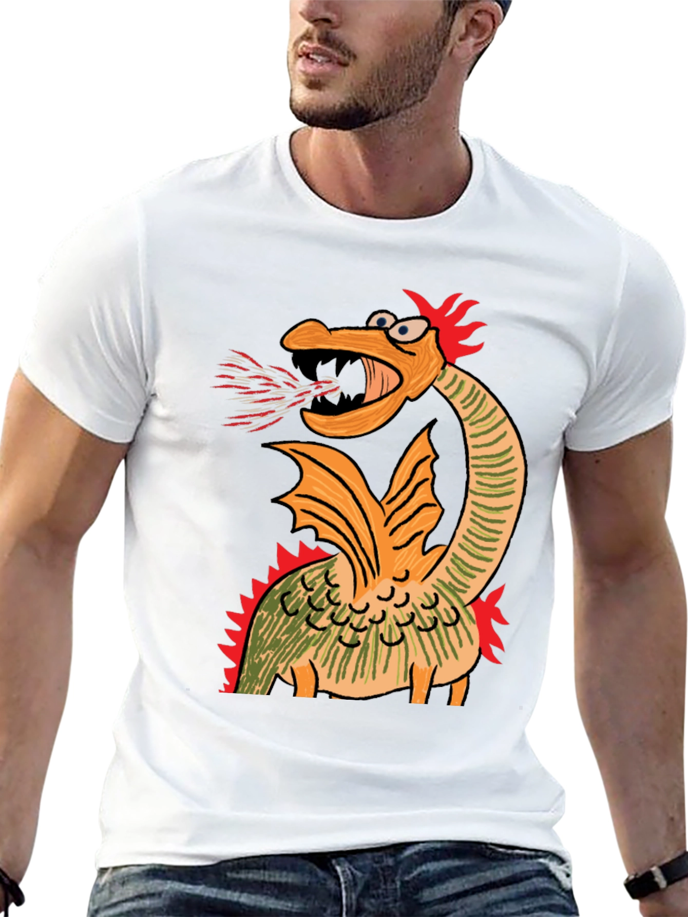 Cartoon Dragon Graphic Tee - Quirky Design
