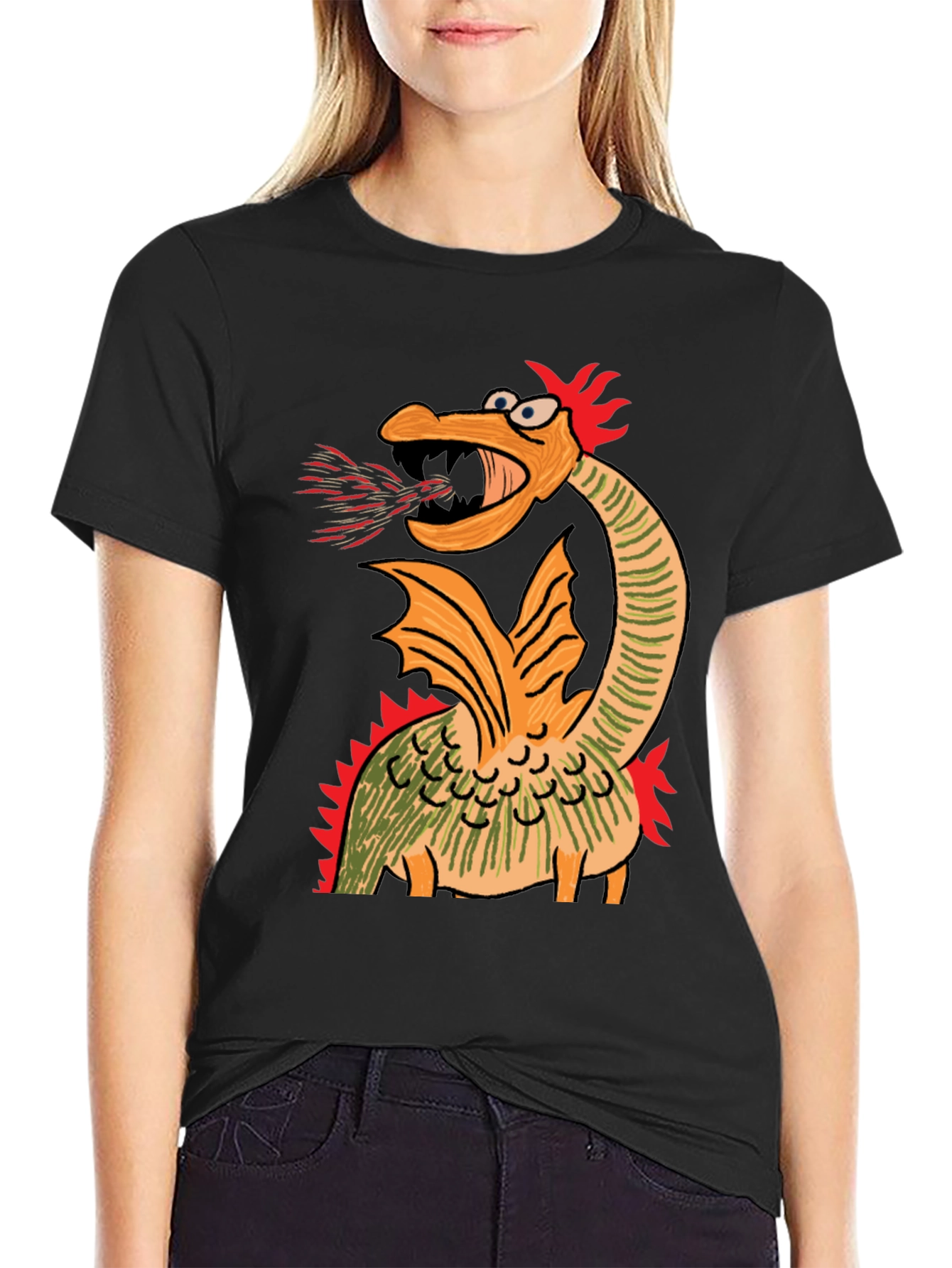 Cartoon Dragon Graphic Tee - Quirky Design