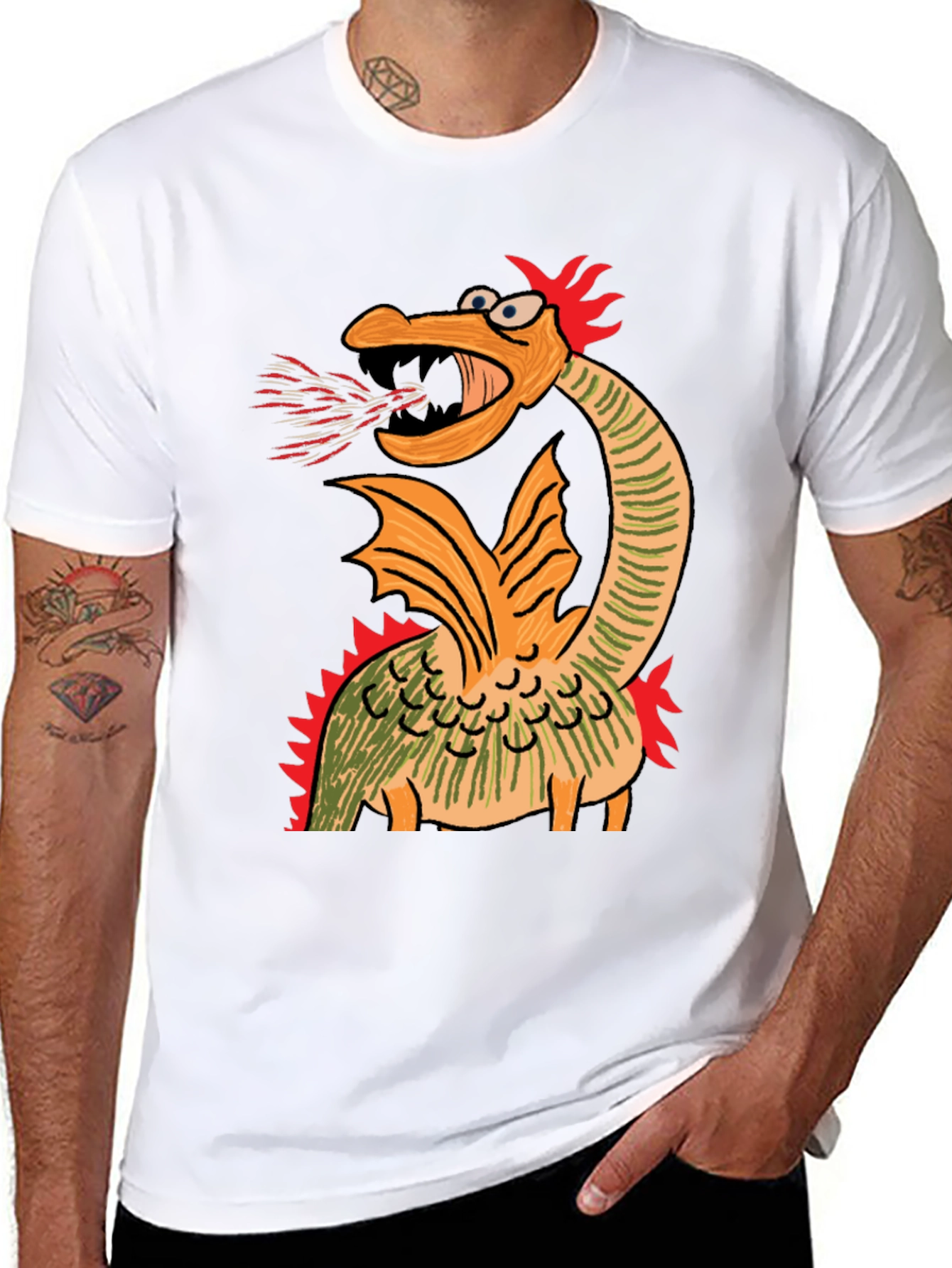 Cartoon Dragon Graphic Tee - Quirky Design
