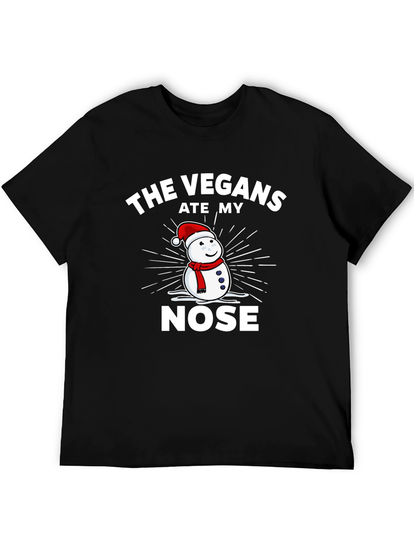 Vegans Ate My Nose Funny Snowman Graphic T-Shirt