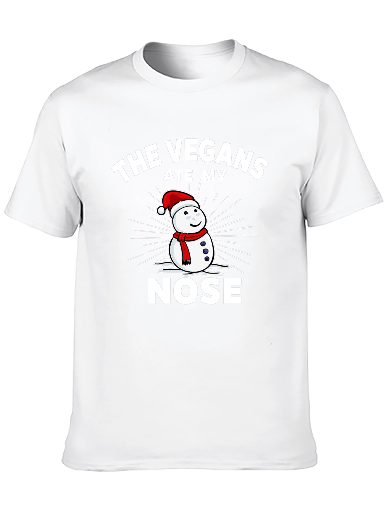 Vegans Ate My Nose Funny Snowman Graphic T-Shirt
