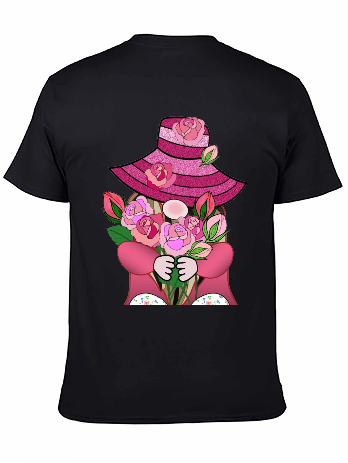 Floral Gnome Graphic Tee - Rose Hat