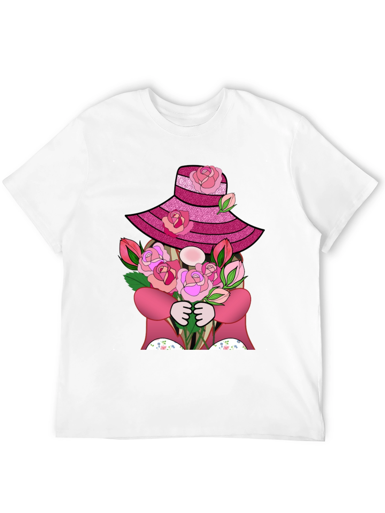 Floral Gnome Graphic Tee - Rose Hat