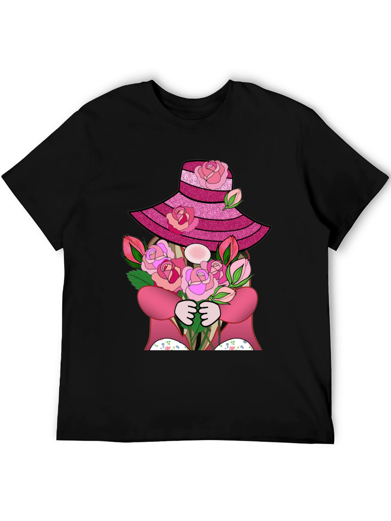 Floral Gnome Graphic Tee - Rose Hat