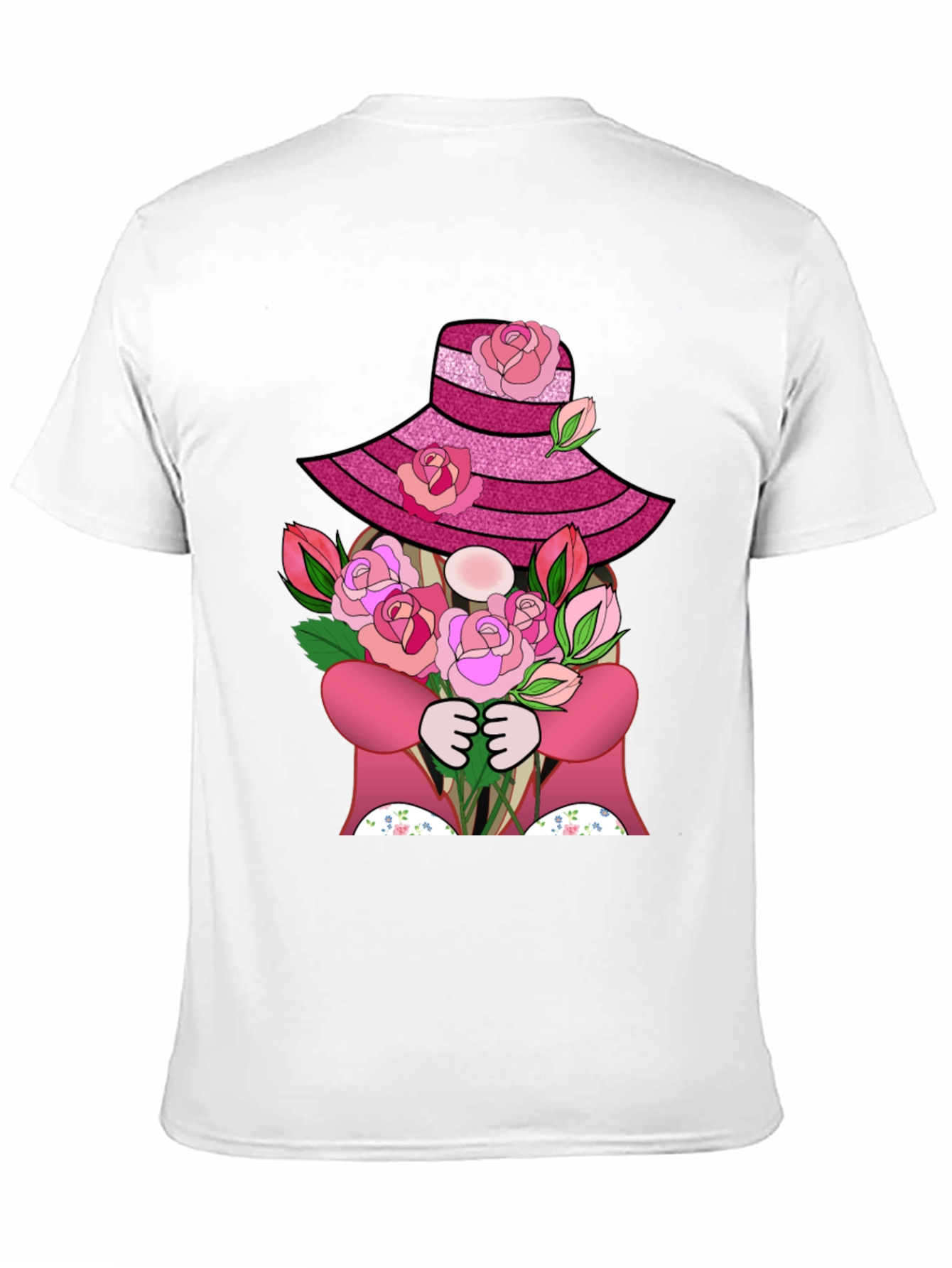 Floral Gnome Graphic Tee - Rose Hat