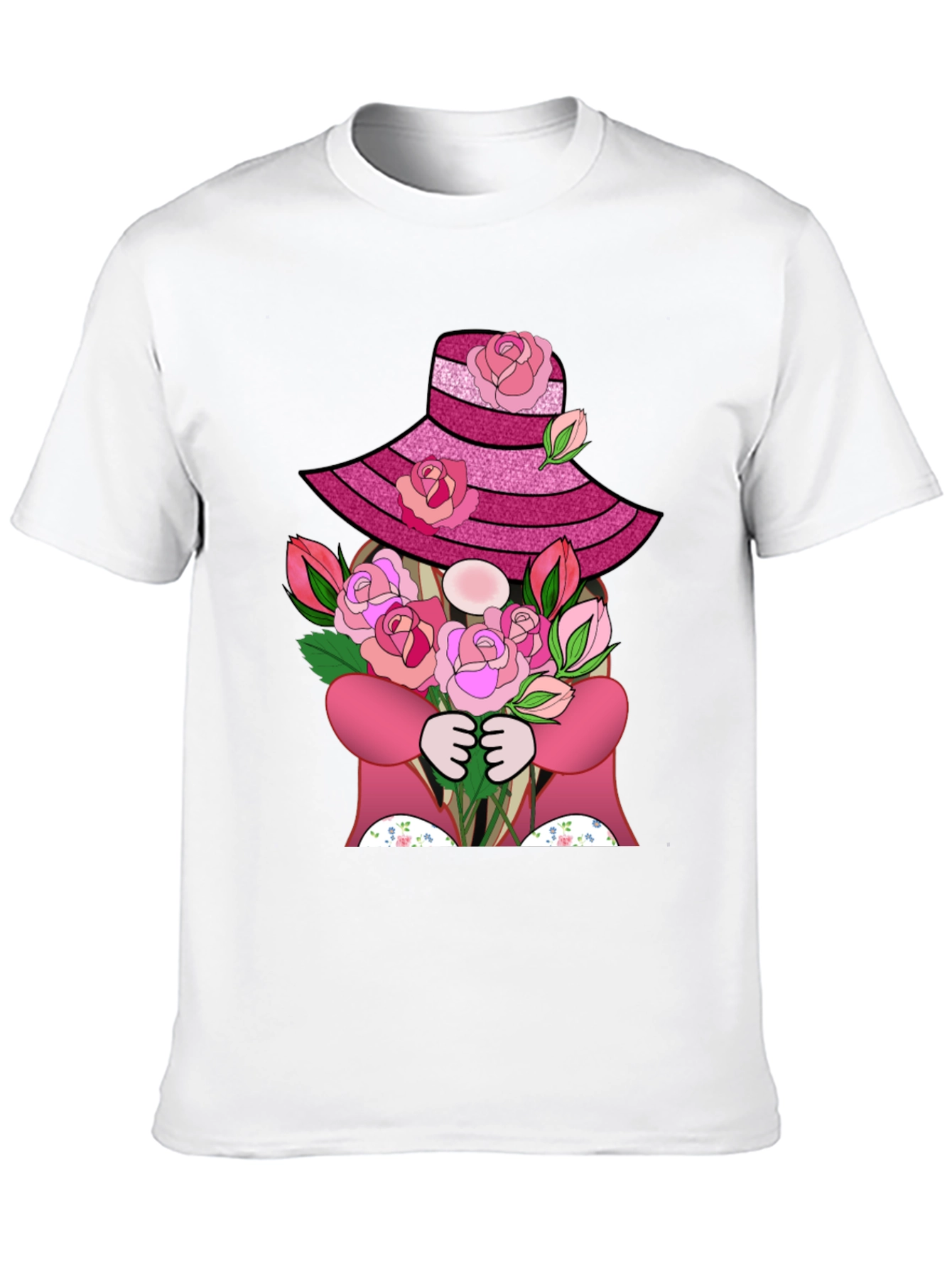 Floral Gnome Graphic Tee - Rose Hat