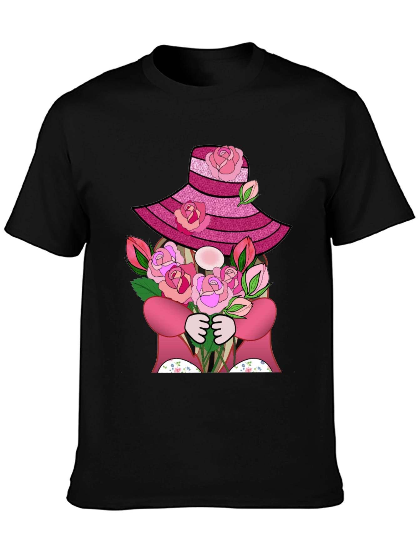 Floral Gnome Graphic Tee - Rose Hat
