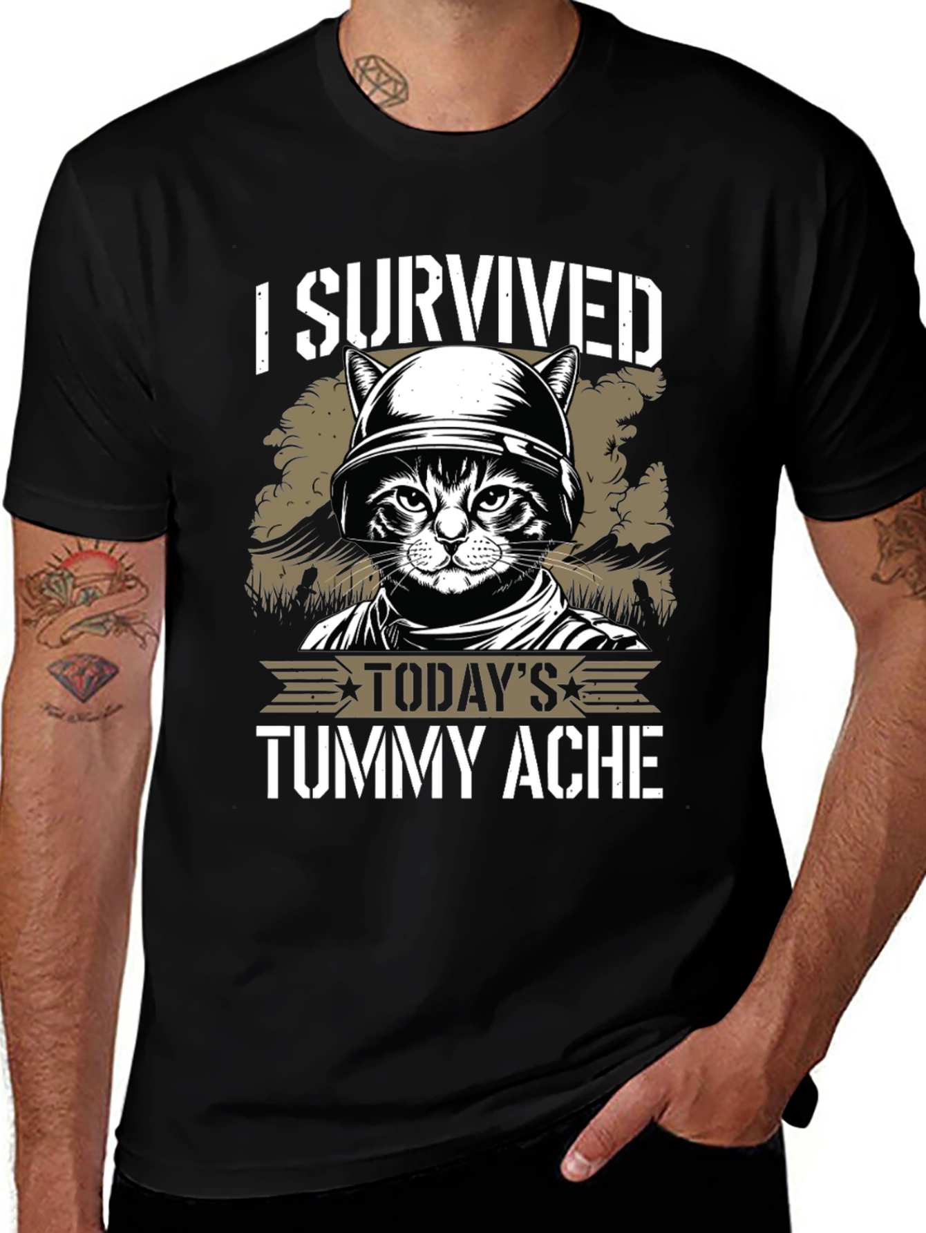 I Survived Tummy Ache Cat T-Shirt