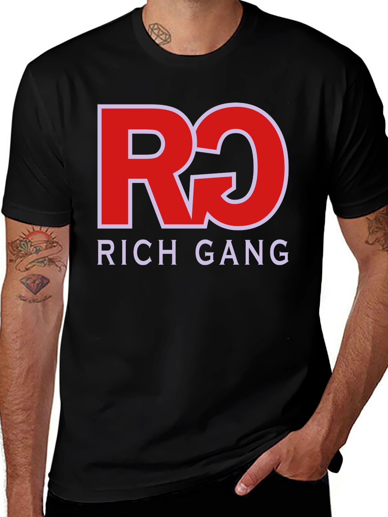 Rich Gang Black T-Shirt Red/White Graphic